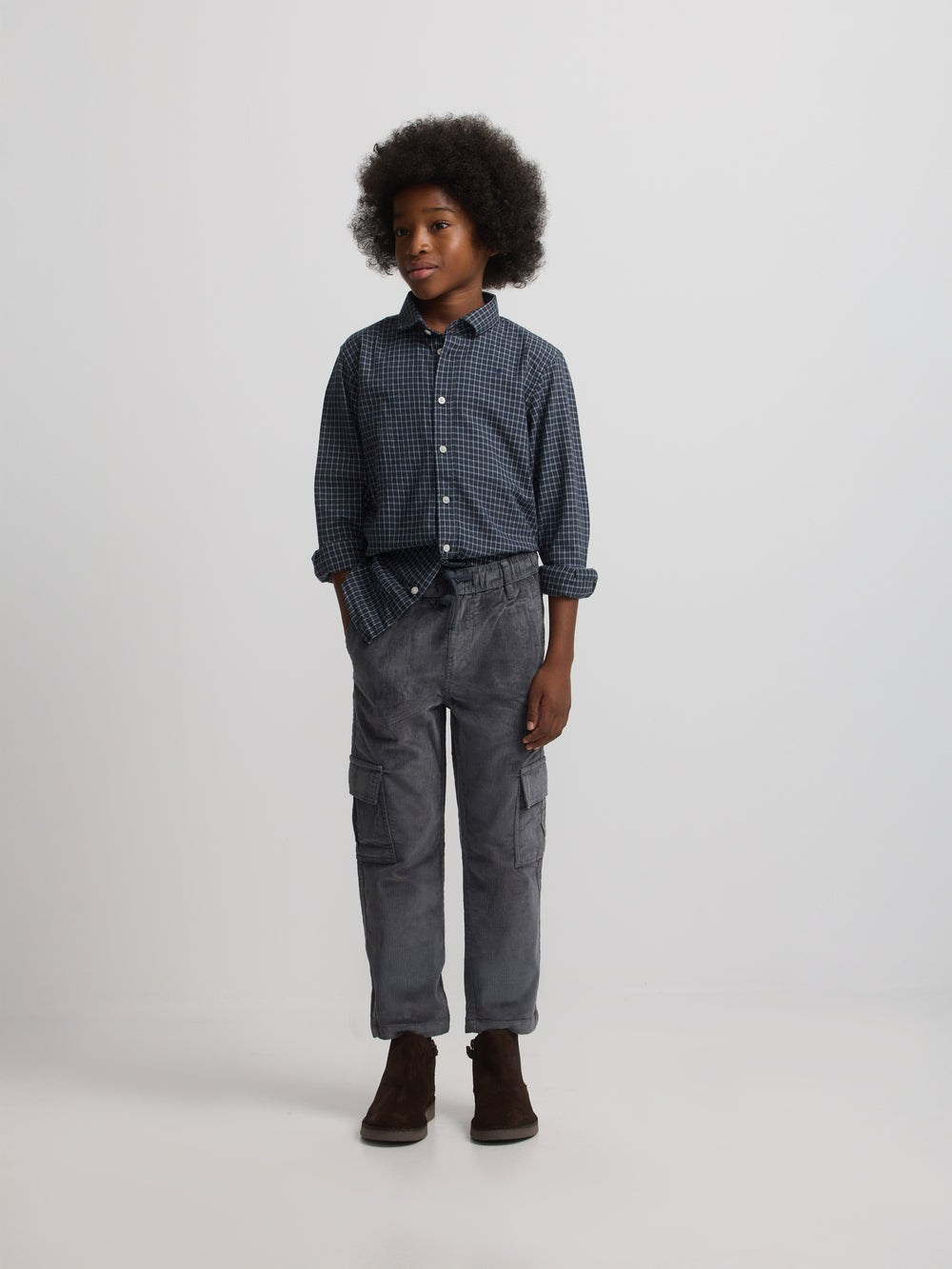 Gray corduroy cargo kids sport pants