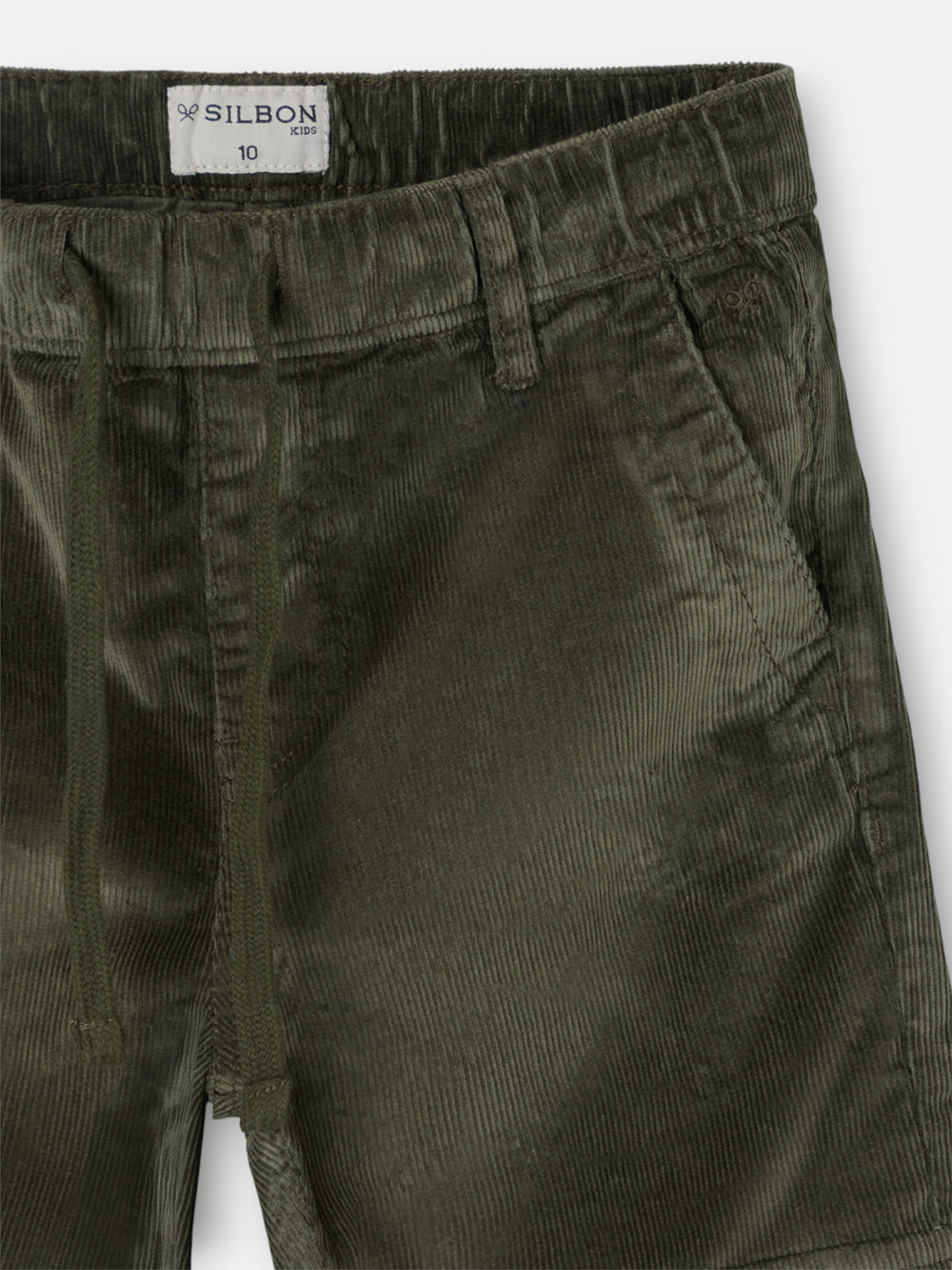 Calças desportivas cargo de bombazina verde para crianças