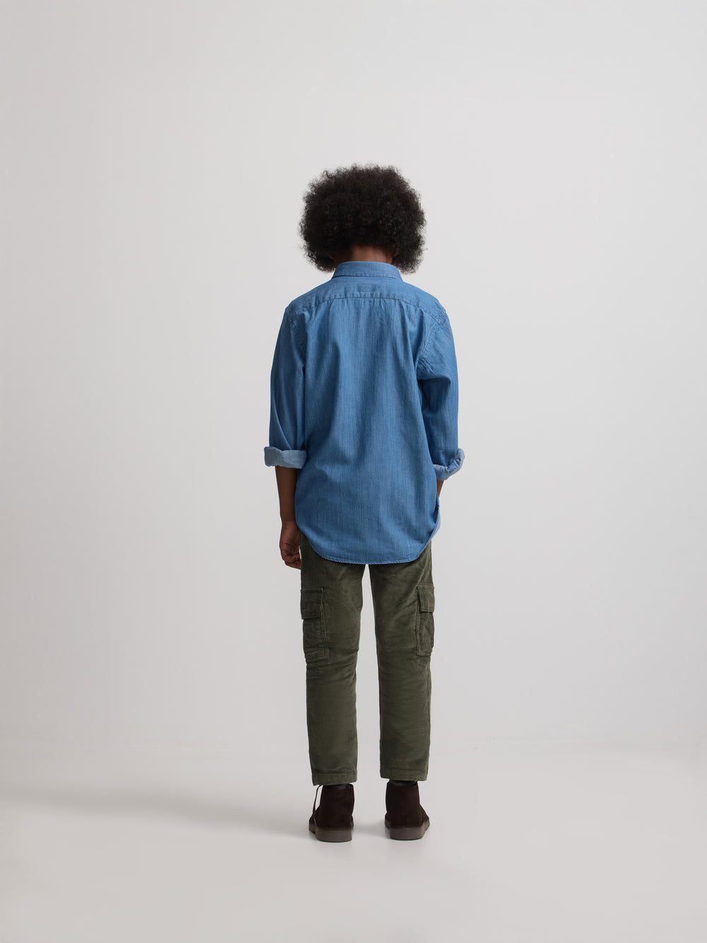 Calças desportivas cargo de bombazina verde para crianças