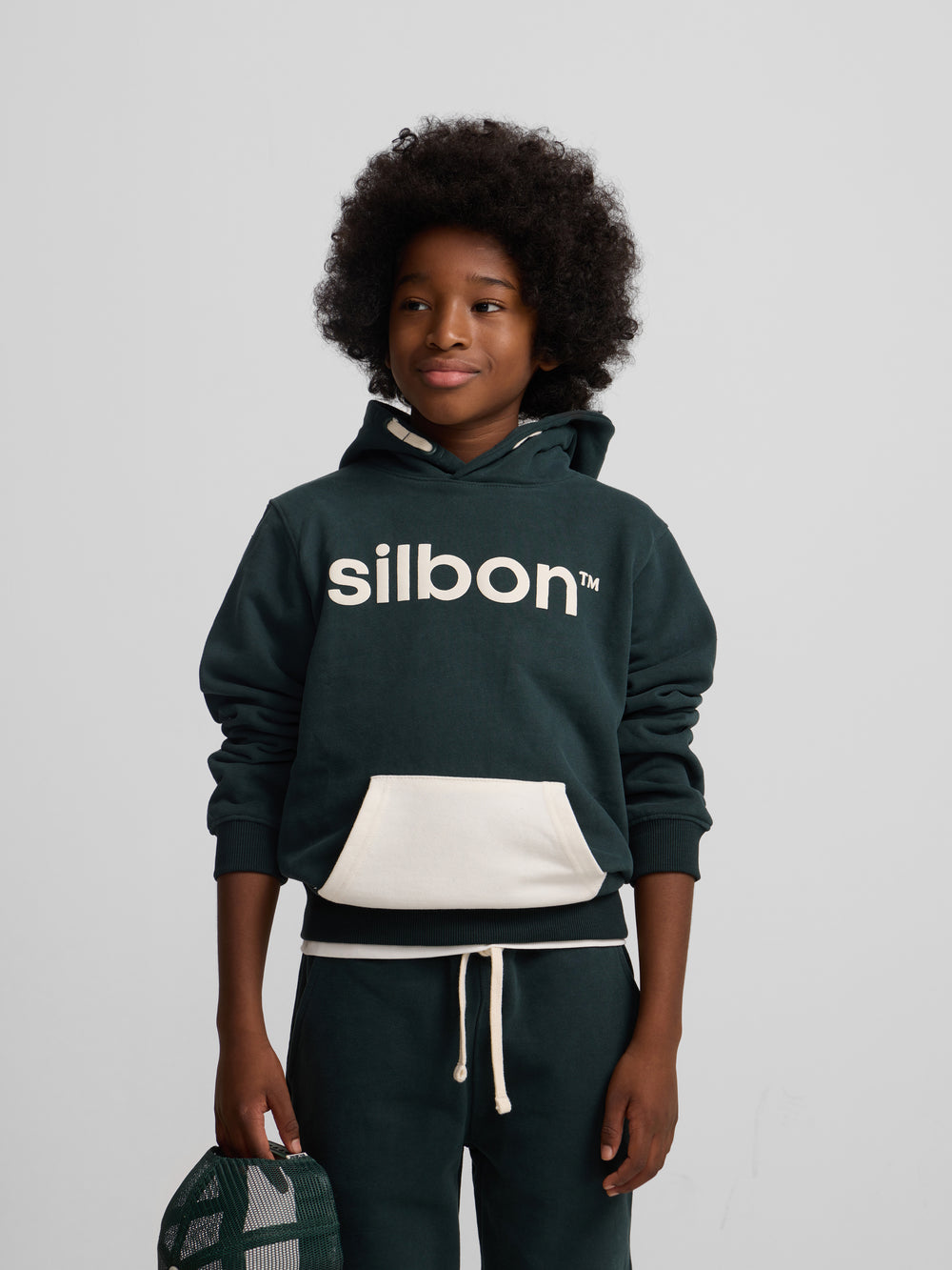 Sudadera deportiva kids canguro verde oscuro