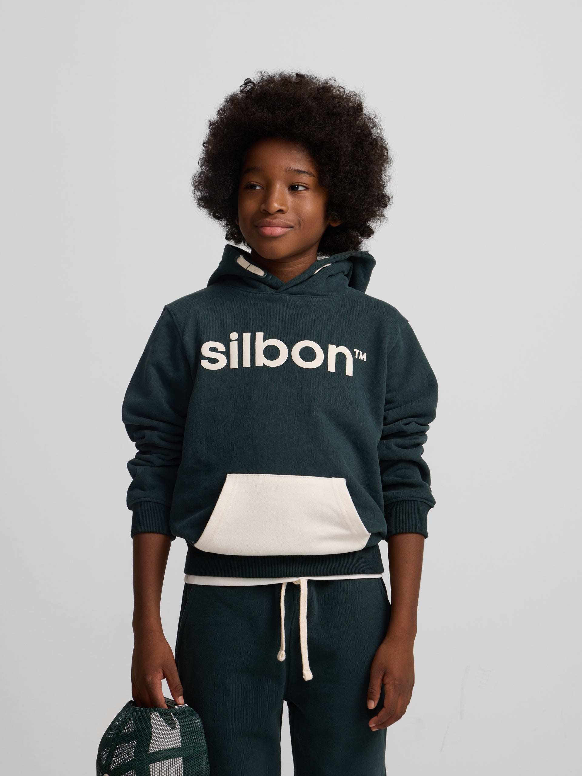 Kids' kangaroo sweatshirt, dark green