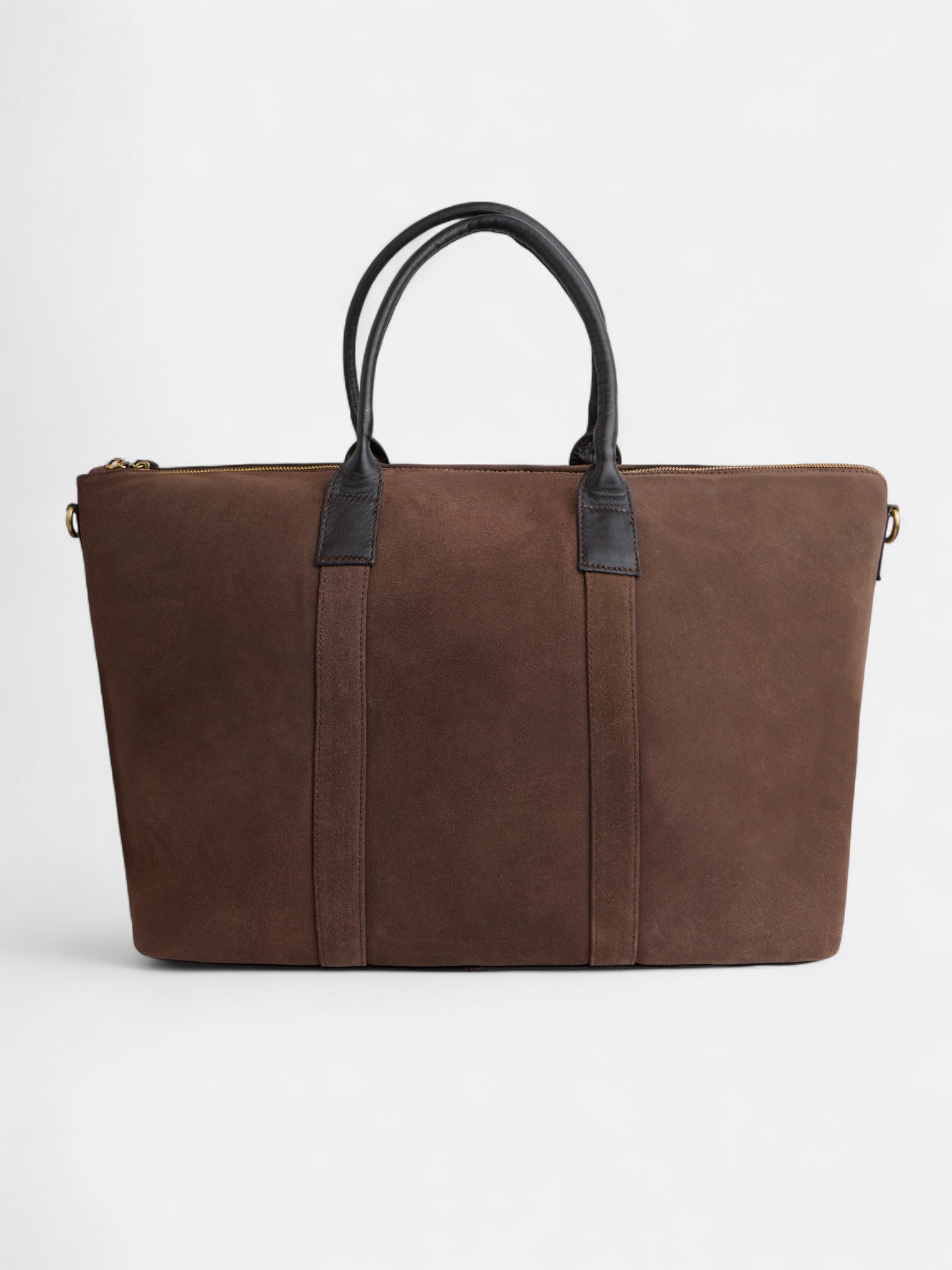 Leather travel bag with dark brown detail