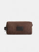 Leather toiletry bag with dark brown detail