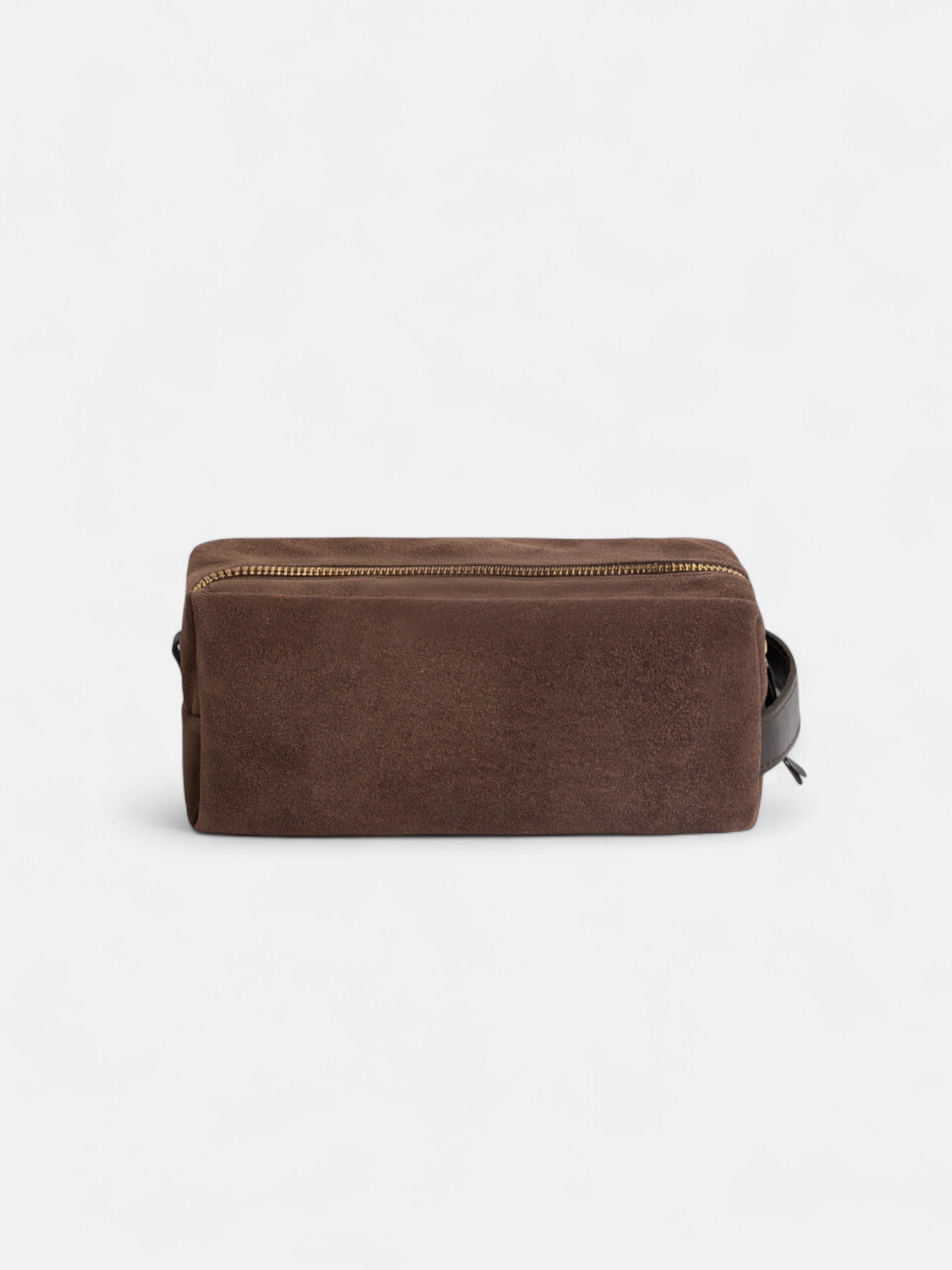 Leather toiletry bag with dark brown detail