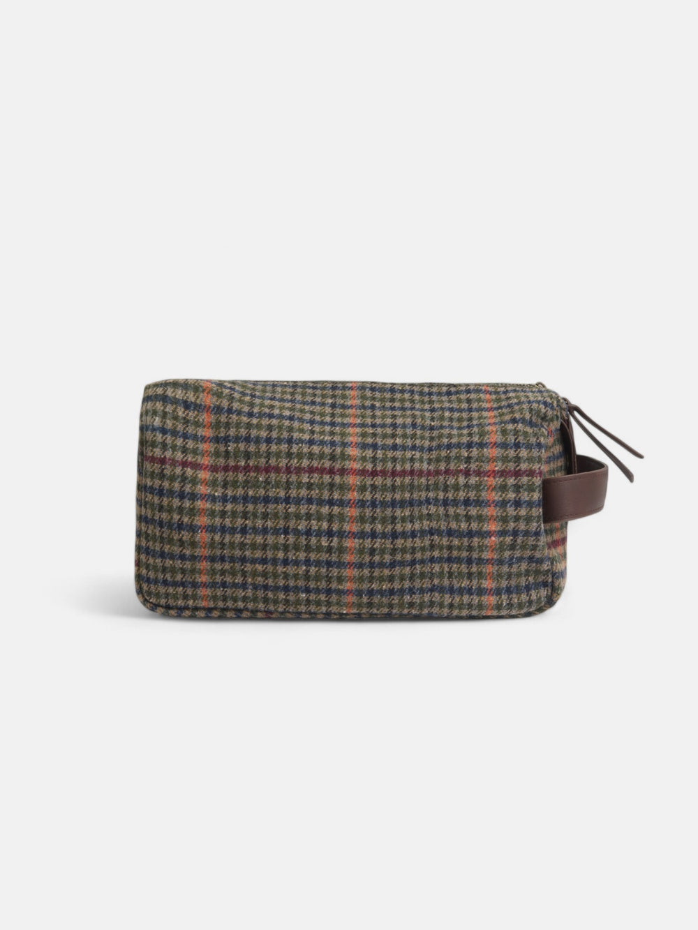 Neceser casual tejido cuadros marron