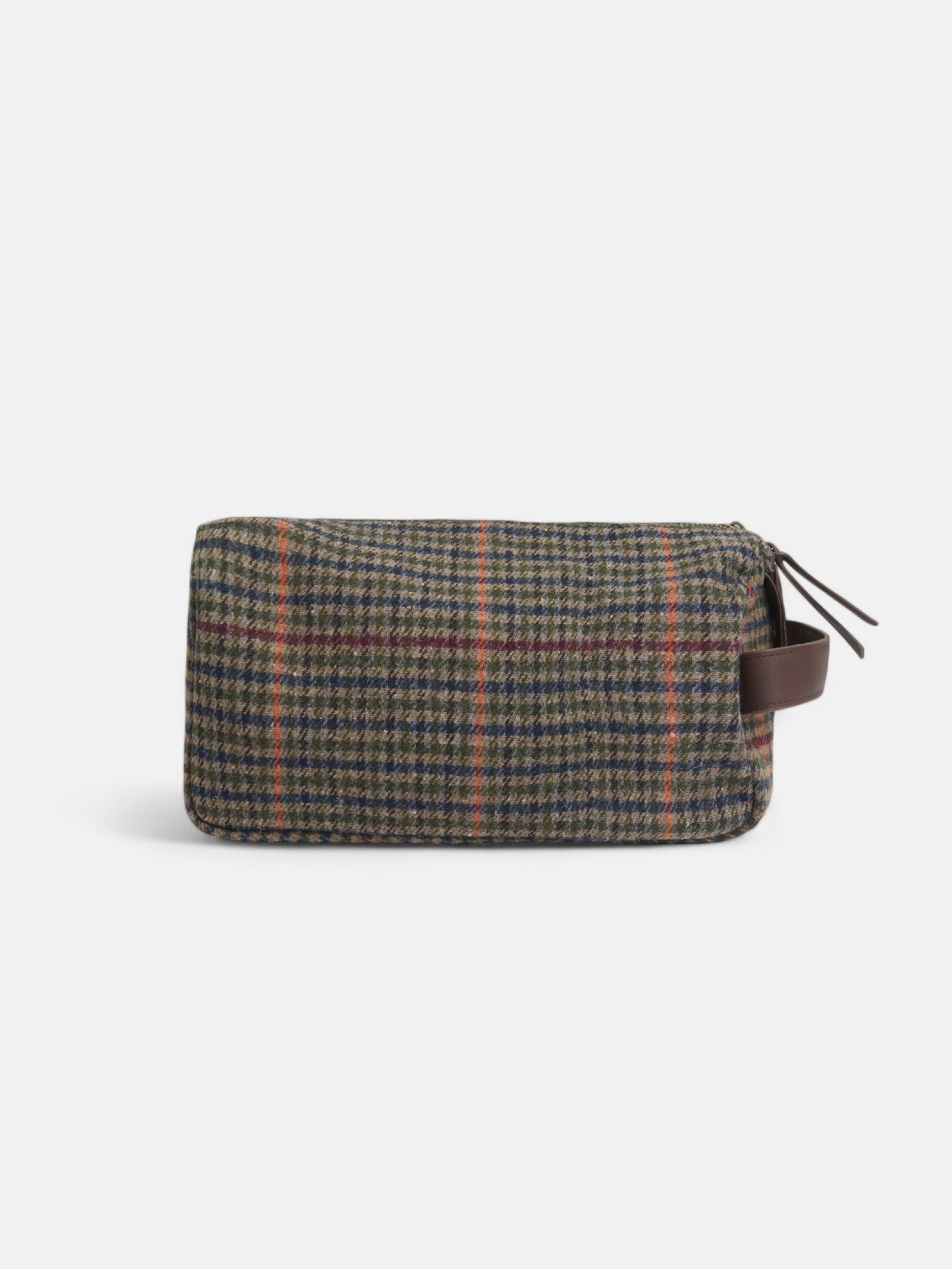 Neceser casual tejido cuadros marron