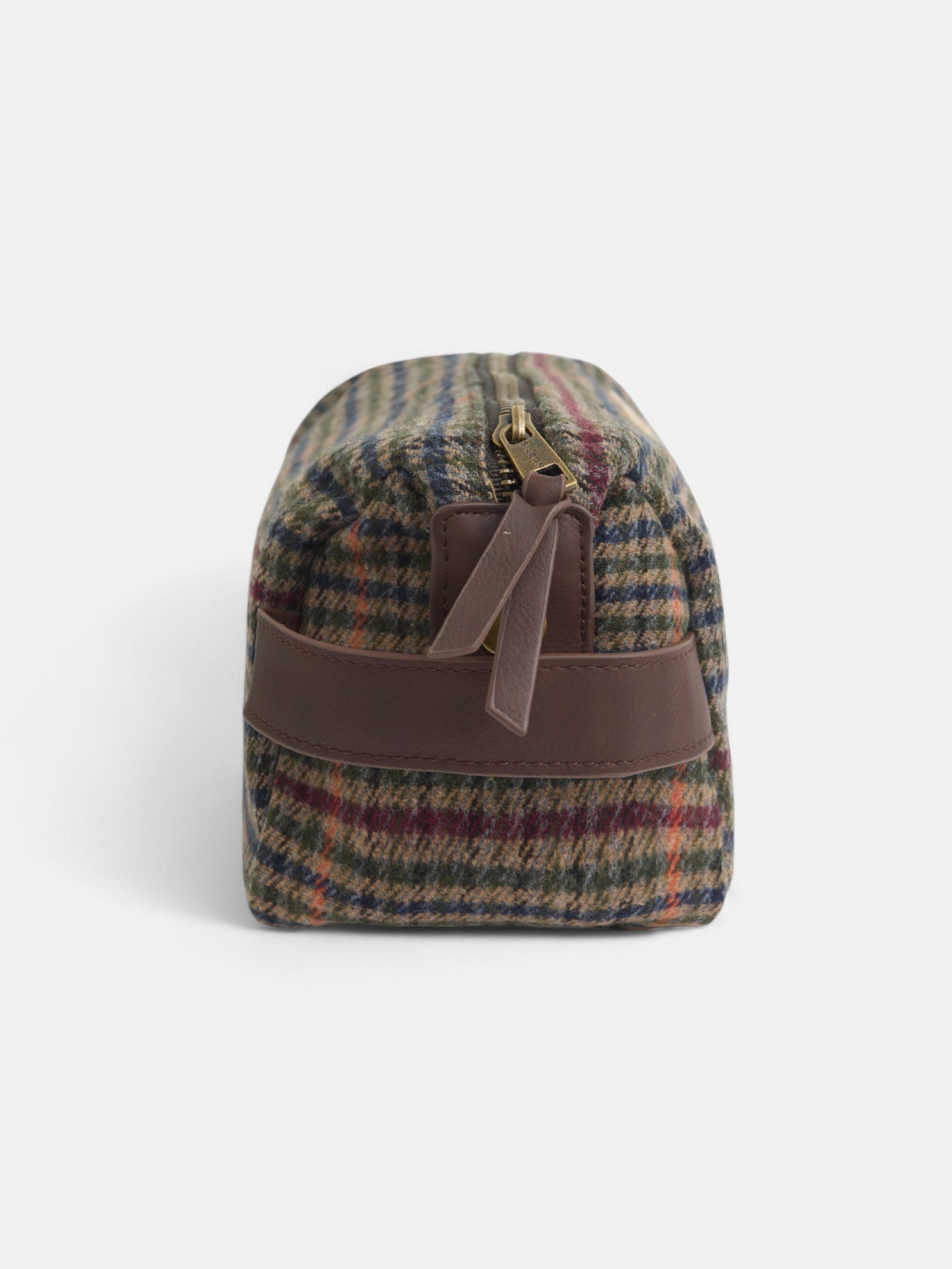 Neceser casual tejido cuadros marron