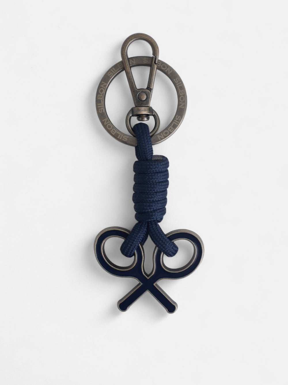 Navy blue racket rope keychain