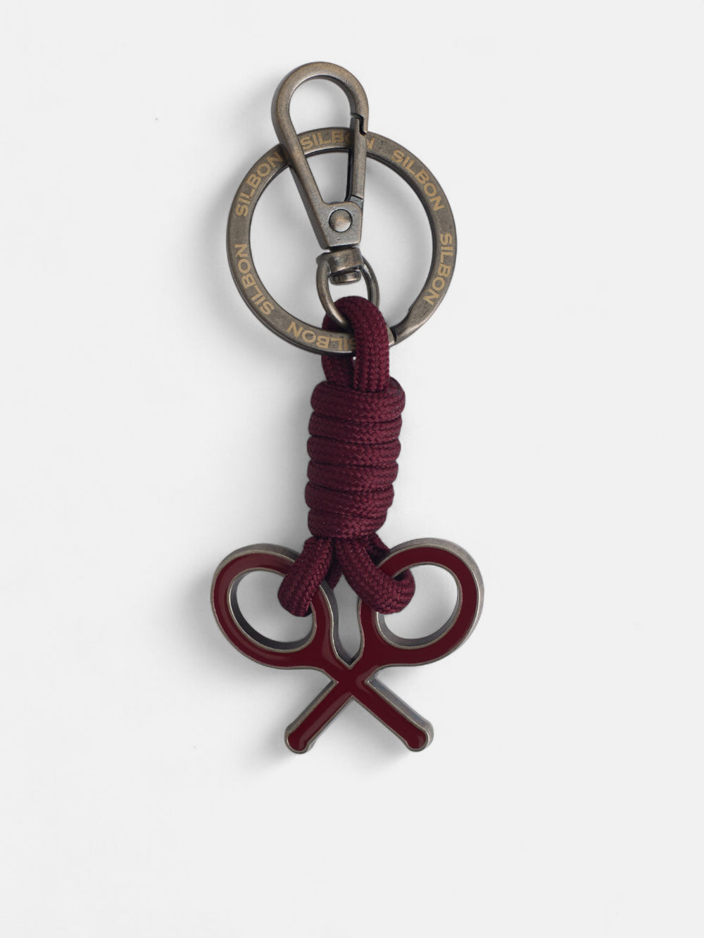 Burgundy racket rope keychain