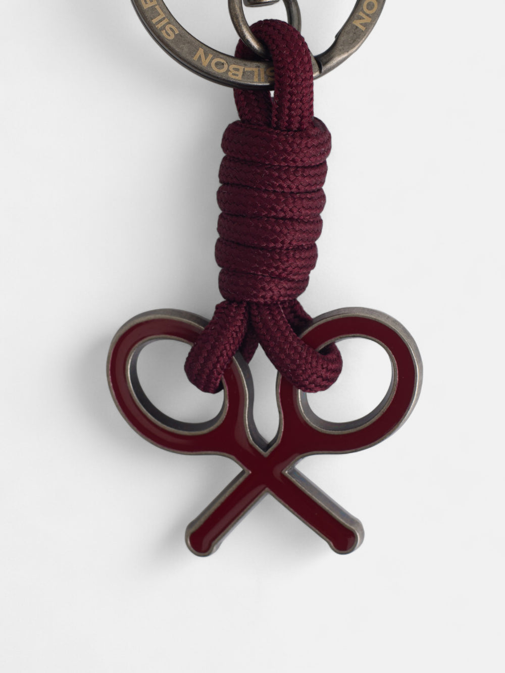 Burgundy racket rope keychain