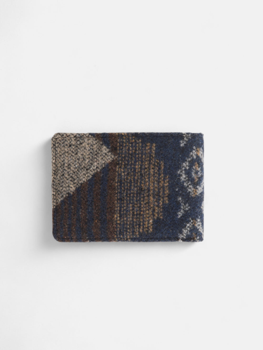 Cartera piel tejido etnico azul marino