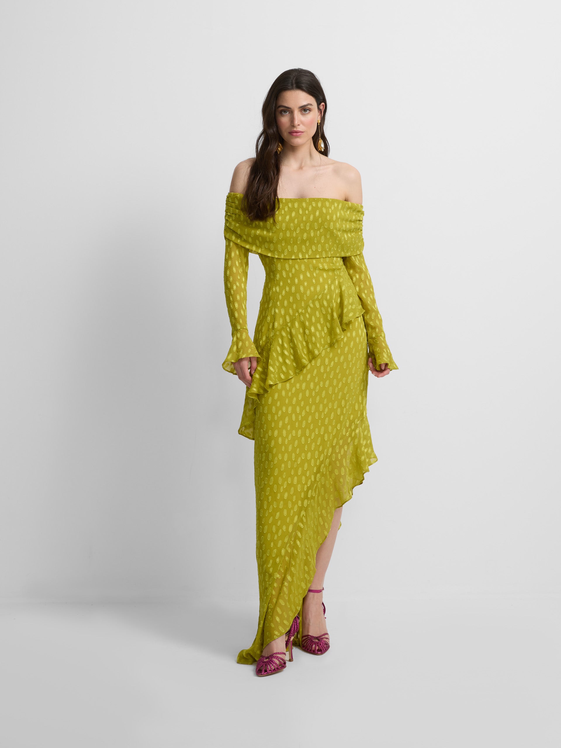 Vestido Amarillo Vestido Verde Lima Complementos Vestido Largo