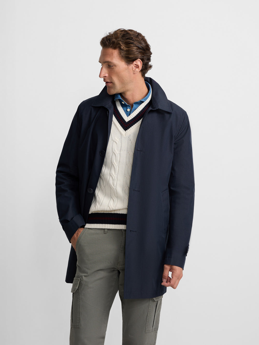 Navy short trench coat