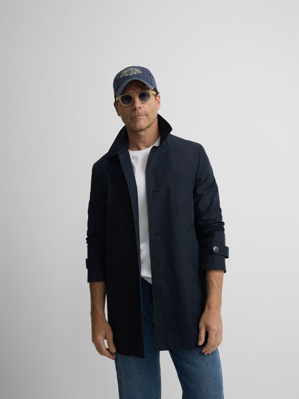 Navy short trench coat