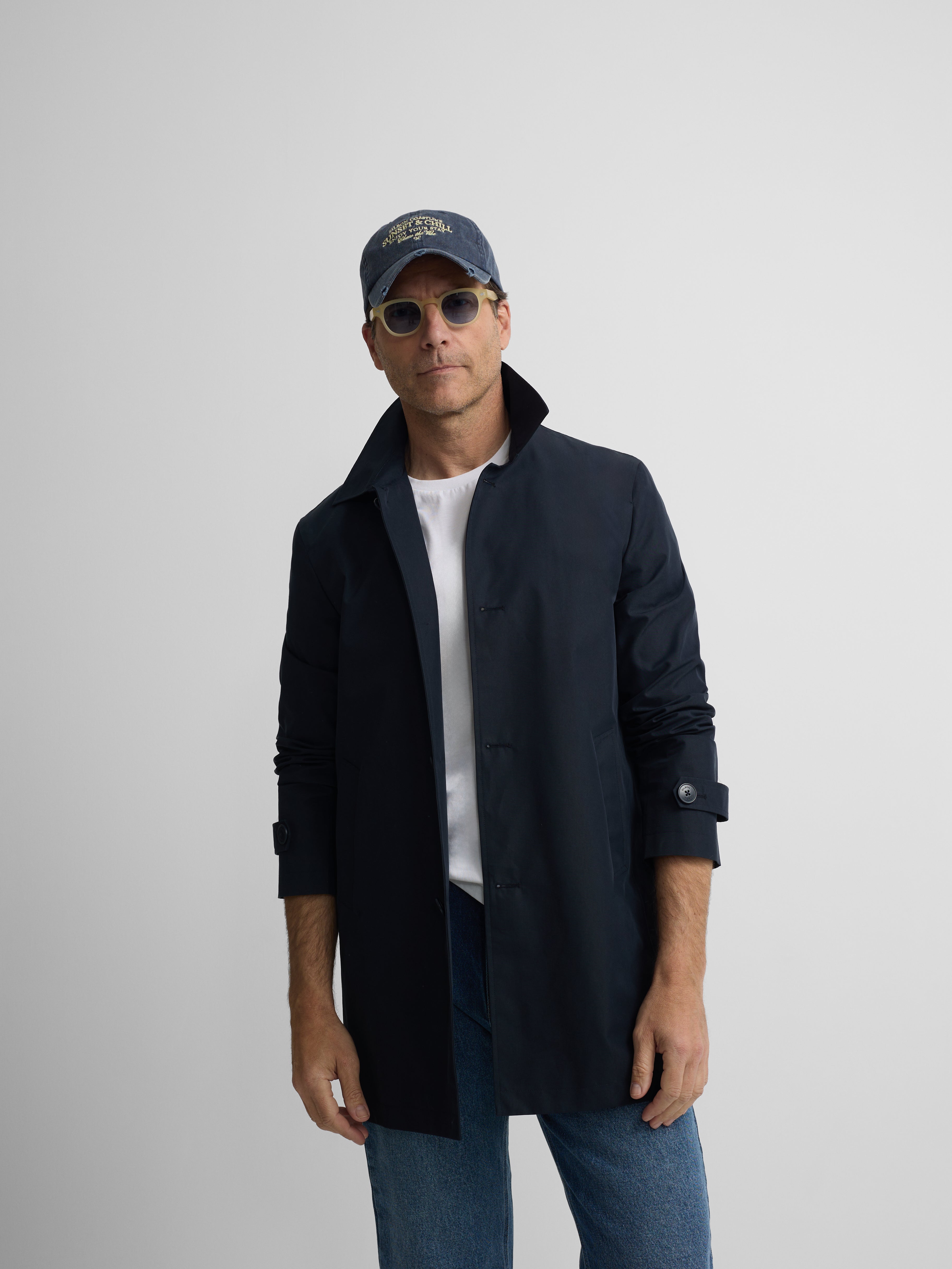 Navy short trench coat