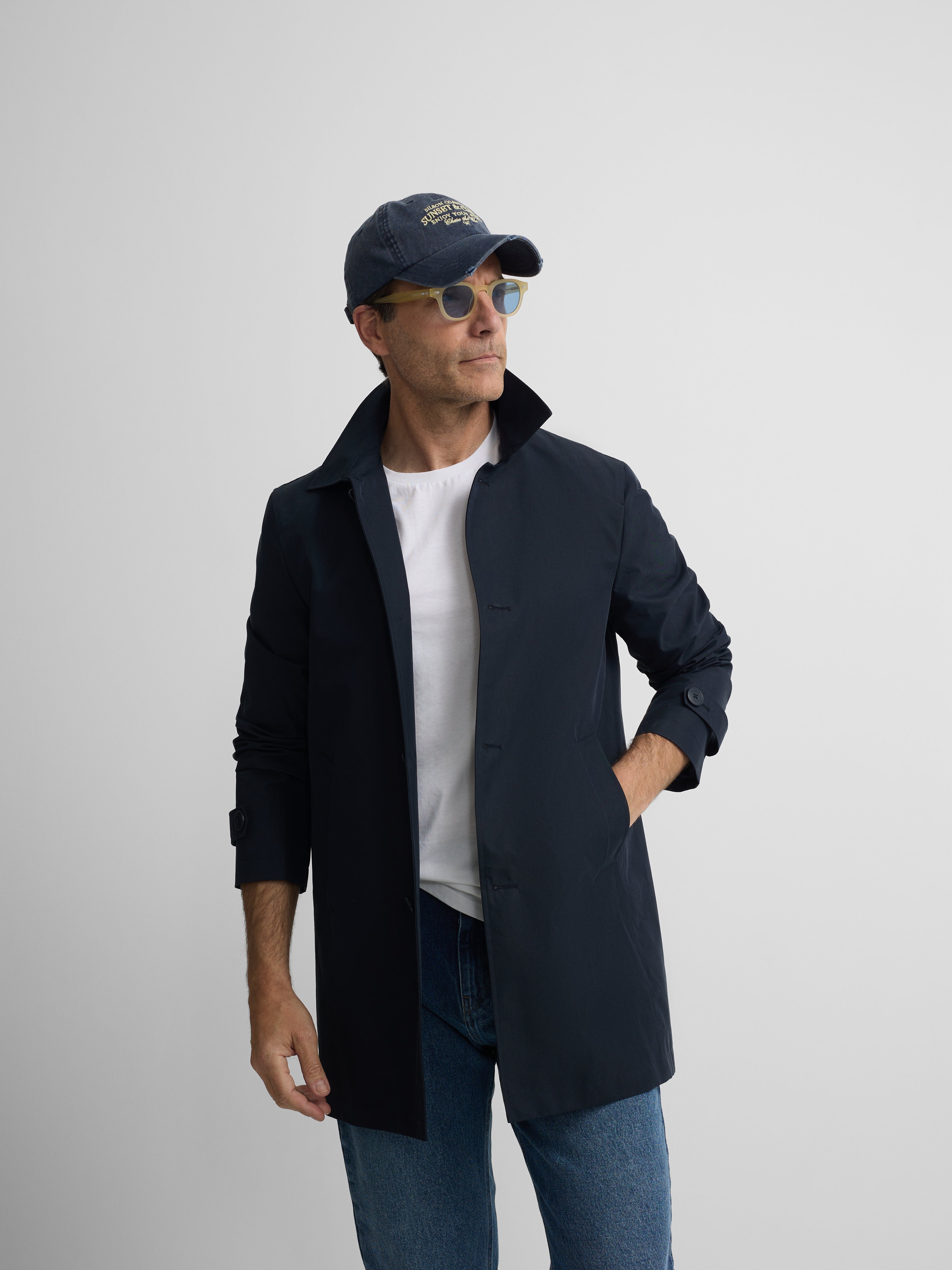 Navy short trench coat