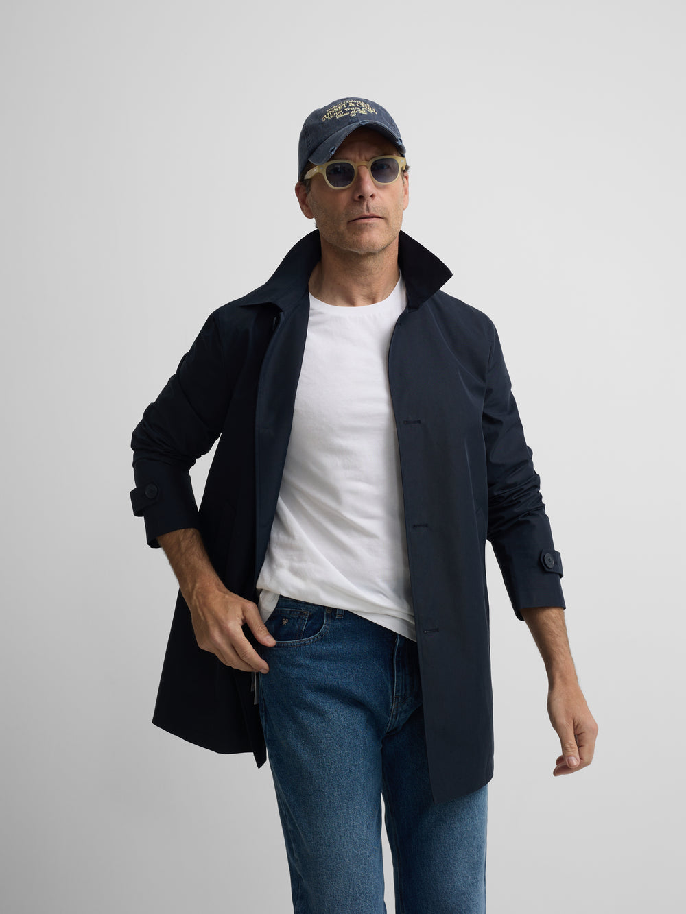 Navy short trench coat