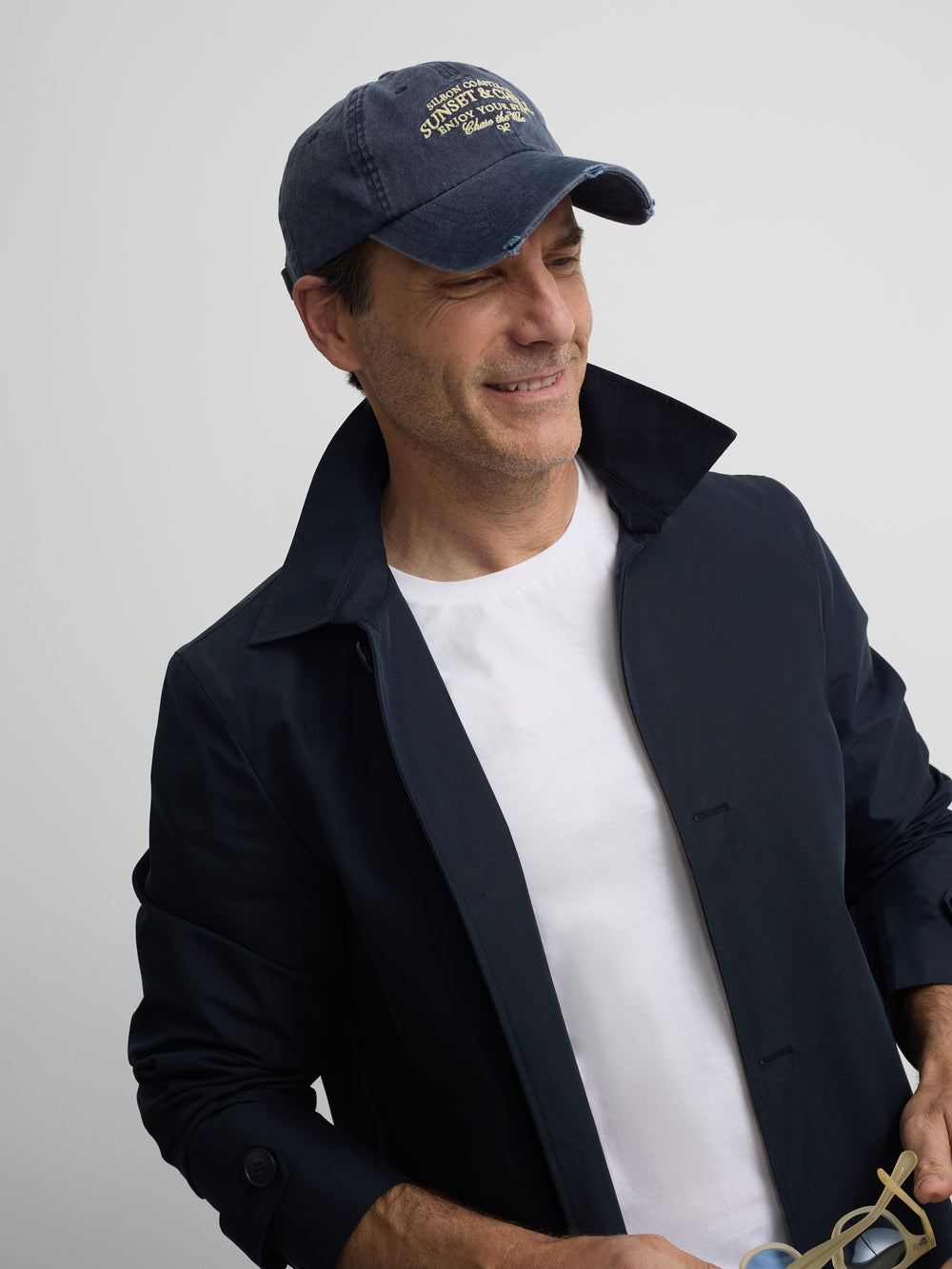 Navy short trench coat