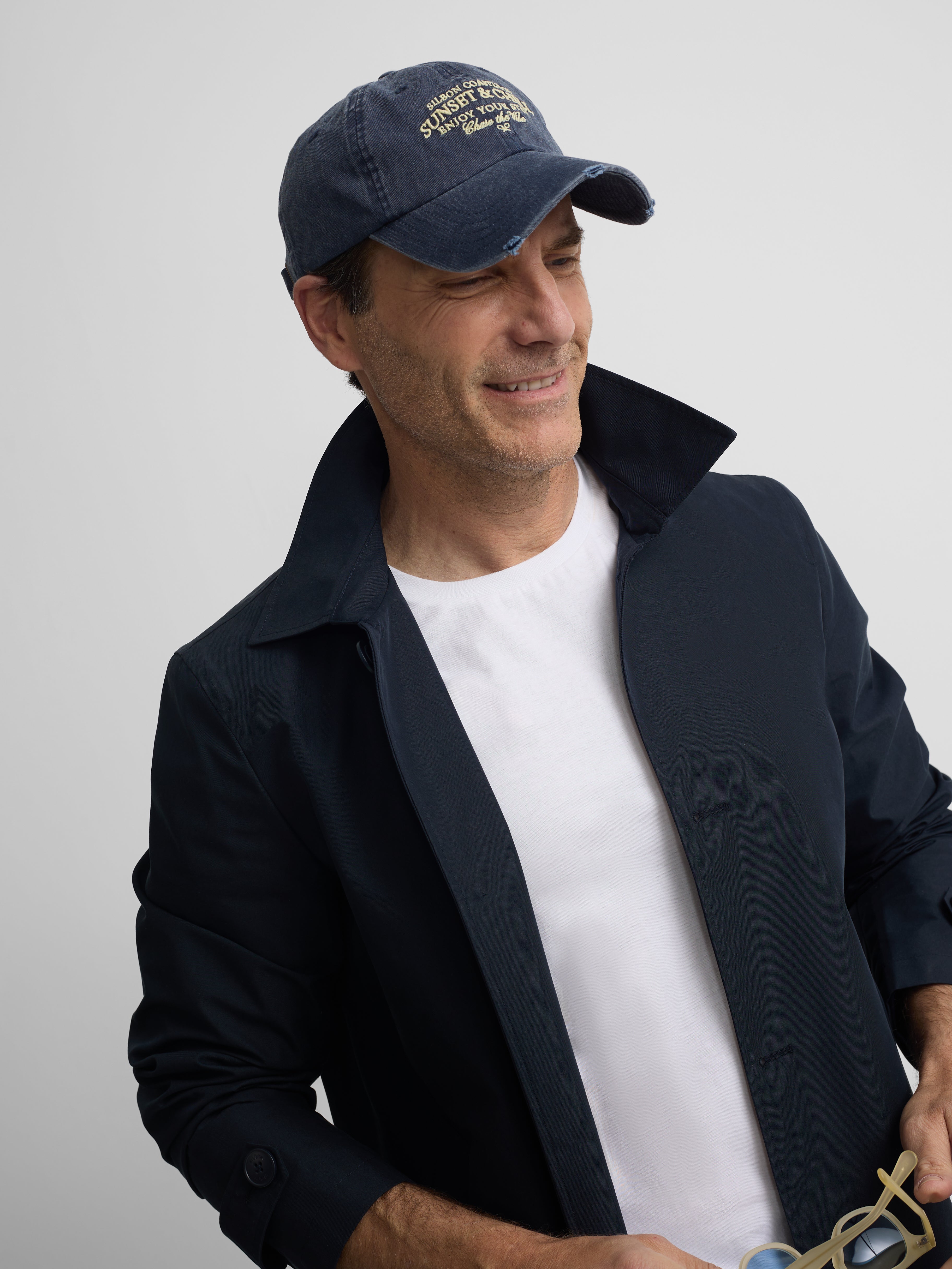 Navy short trench coat