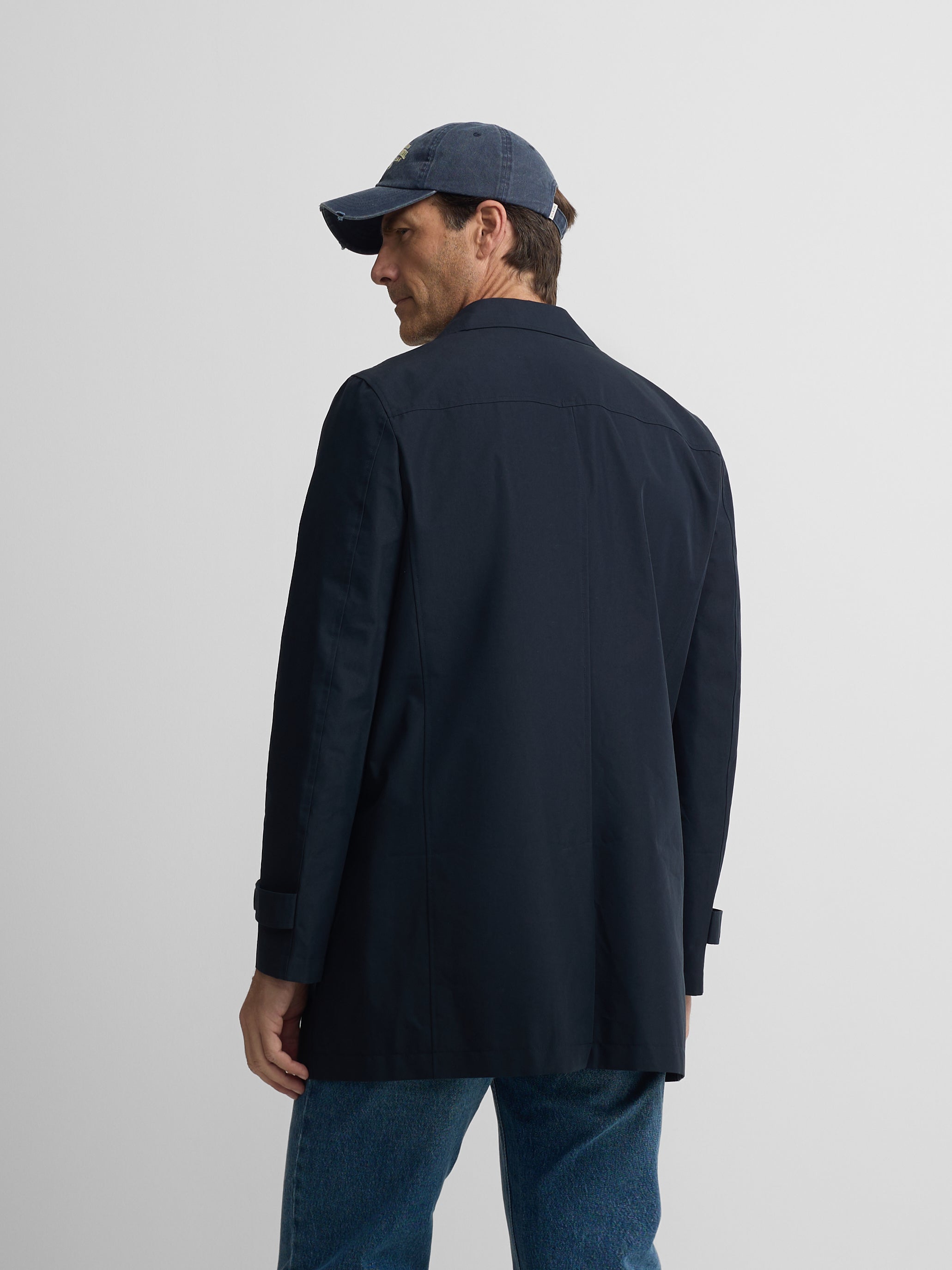 Navy short trench coat