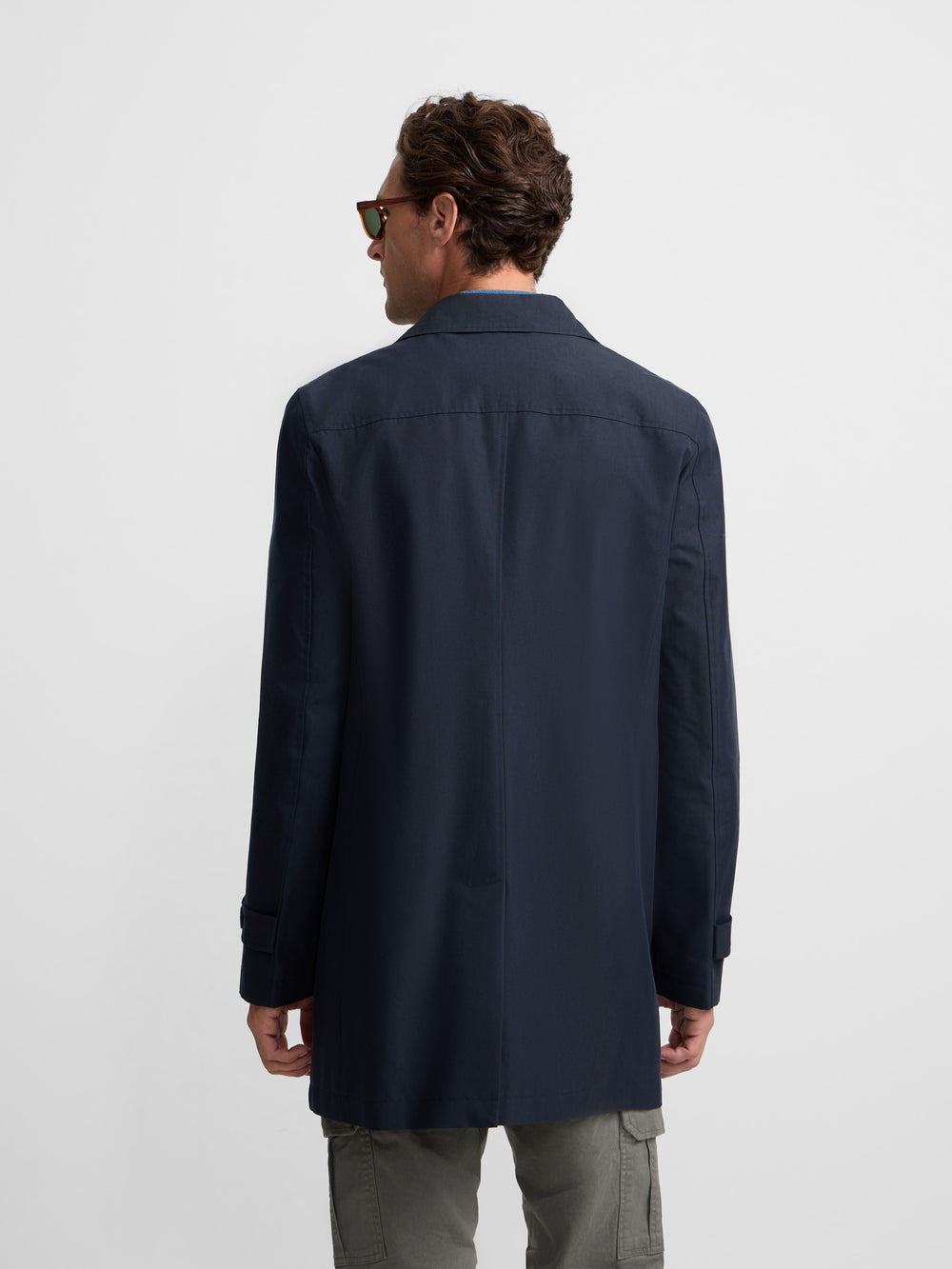 Navy short trench coat