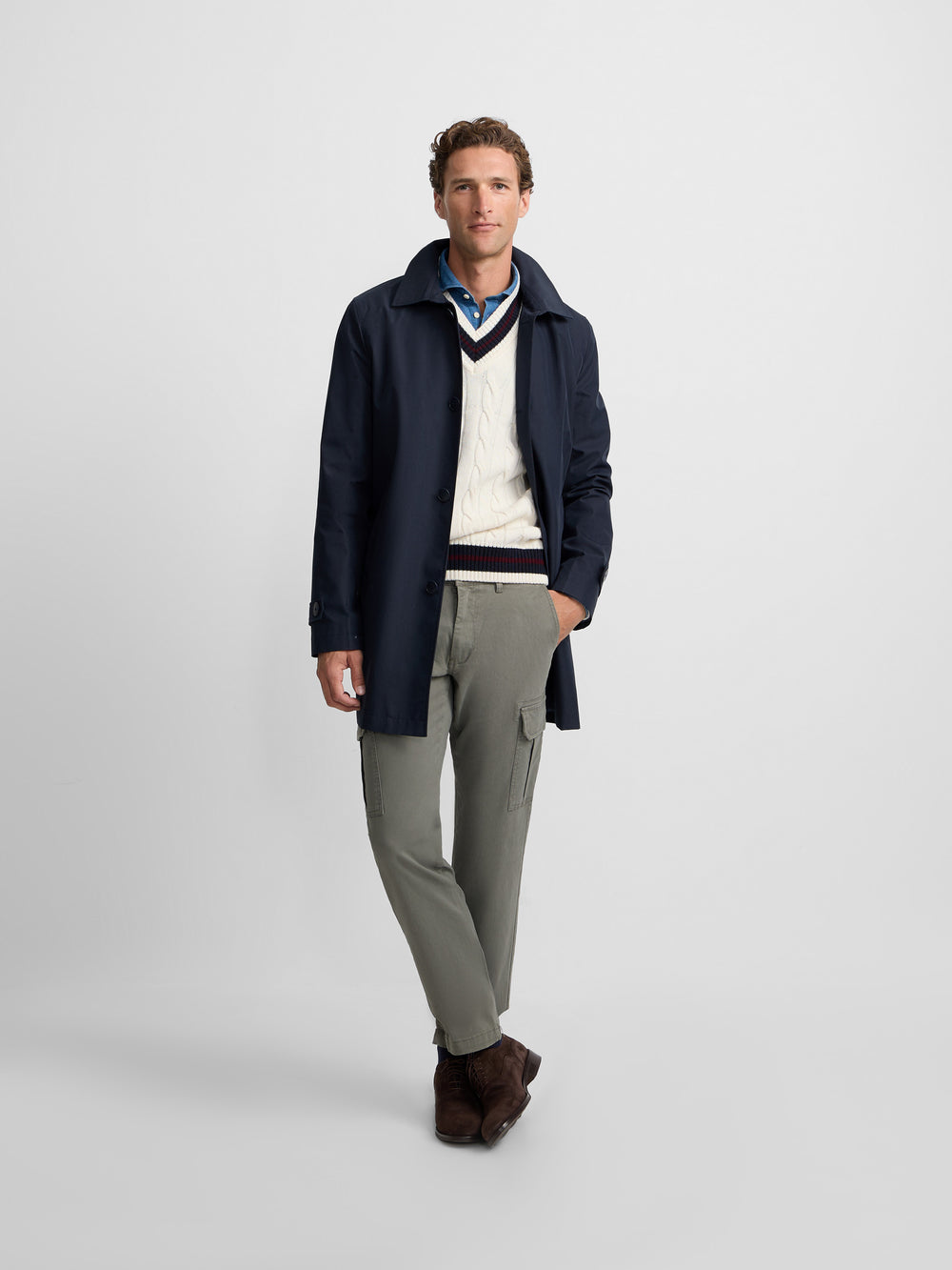 Navy short trench coat
