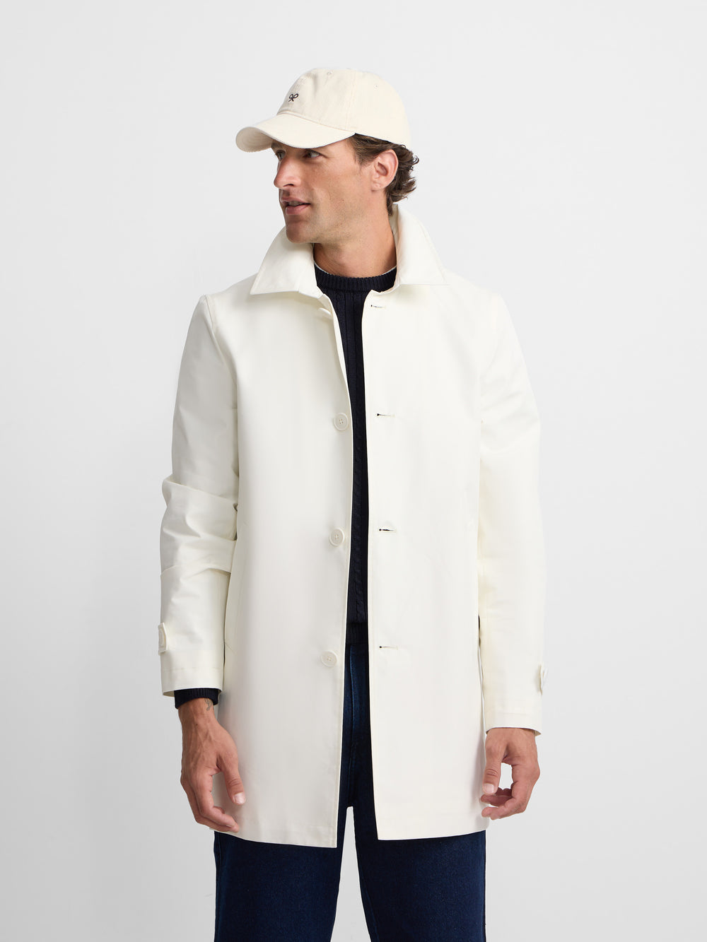 Short beige trench coat