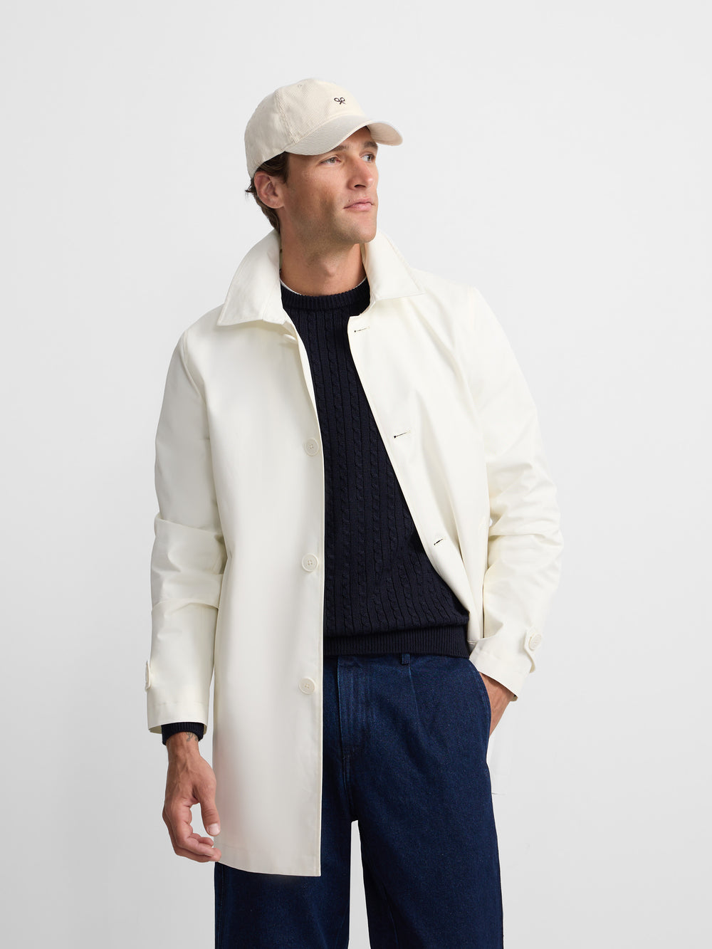 Short beige trench coat