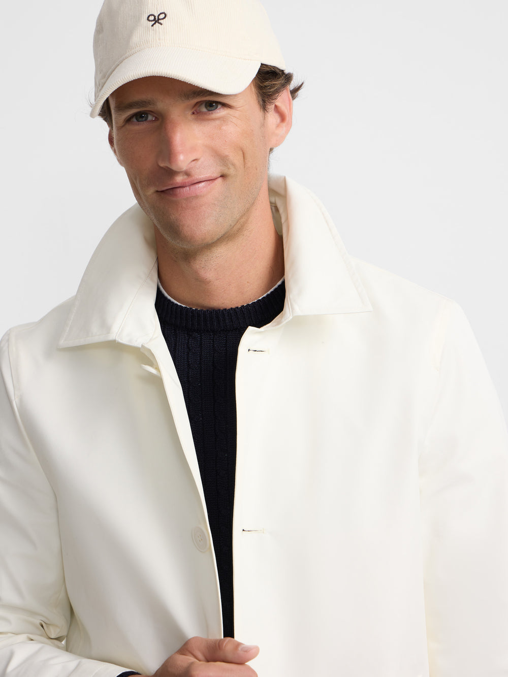 Short beige trench coat