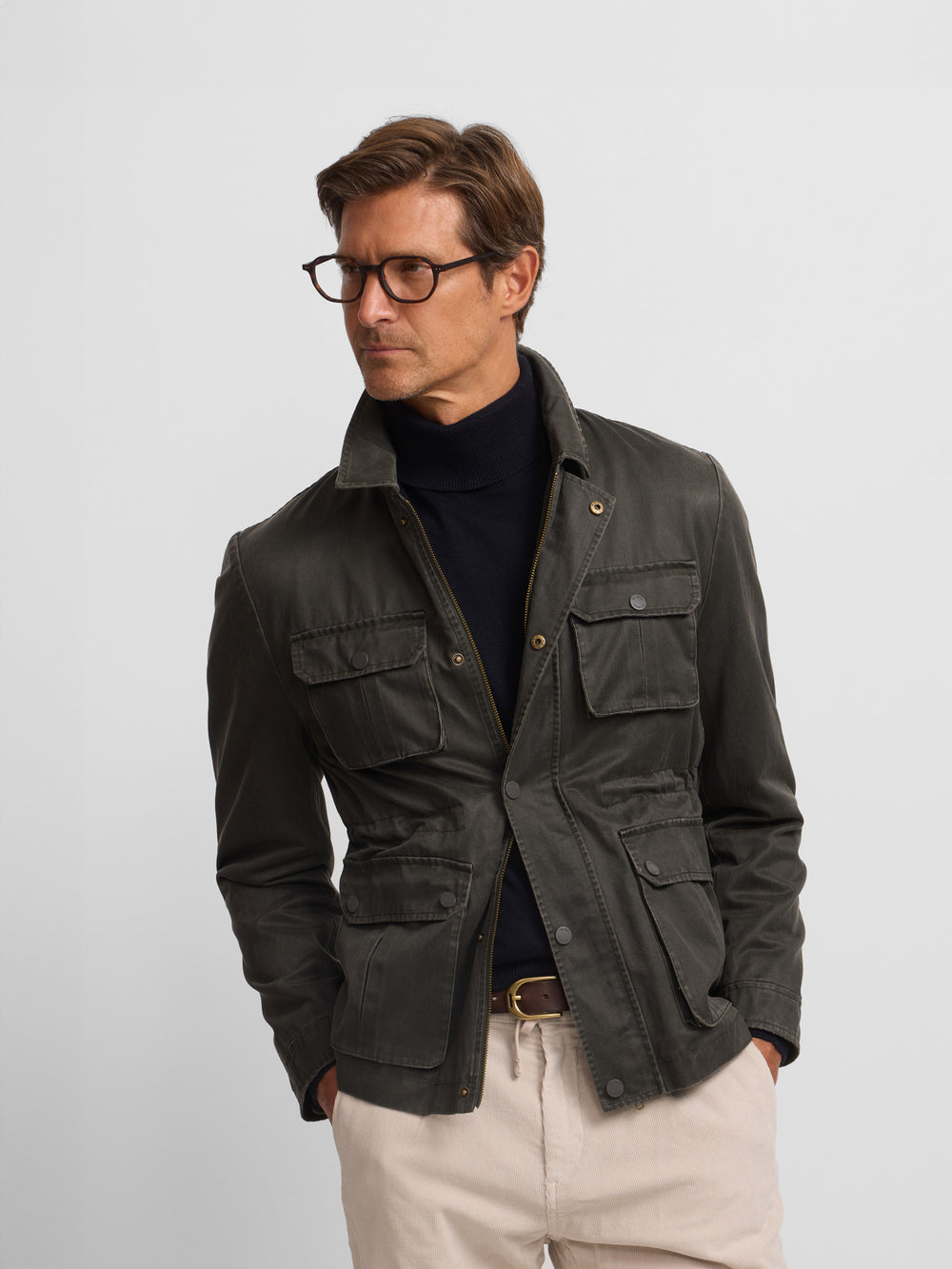 Green jacket with pockets