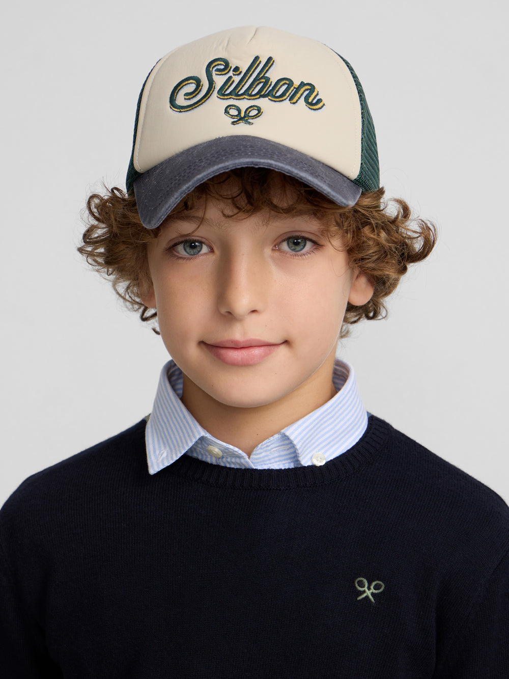 Camisola de criança gola redonda azul-marinho