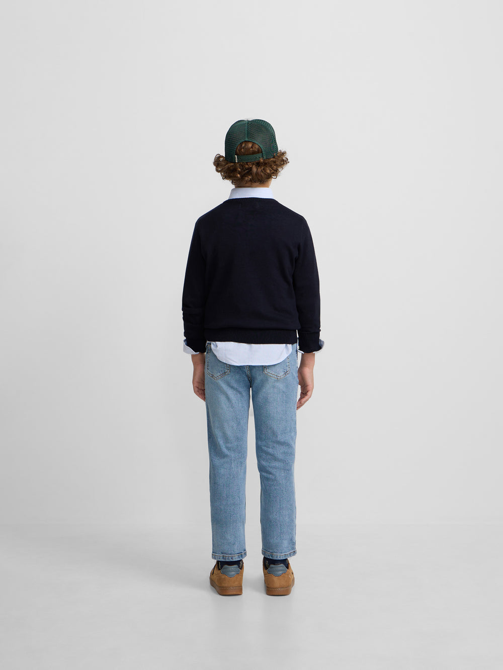 Camisola de criança gola redonda azul-marinho