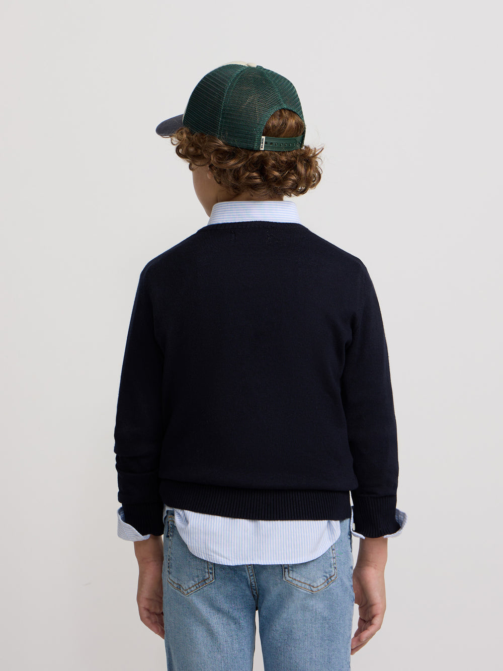 Camisola de criança gola redonda azul-marinho