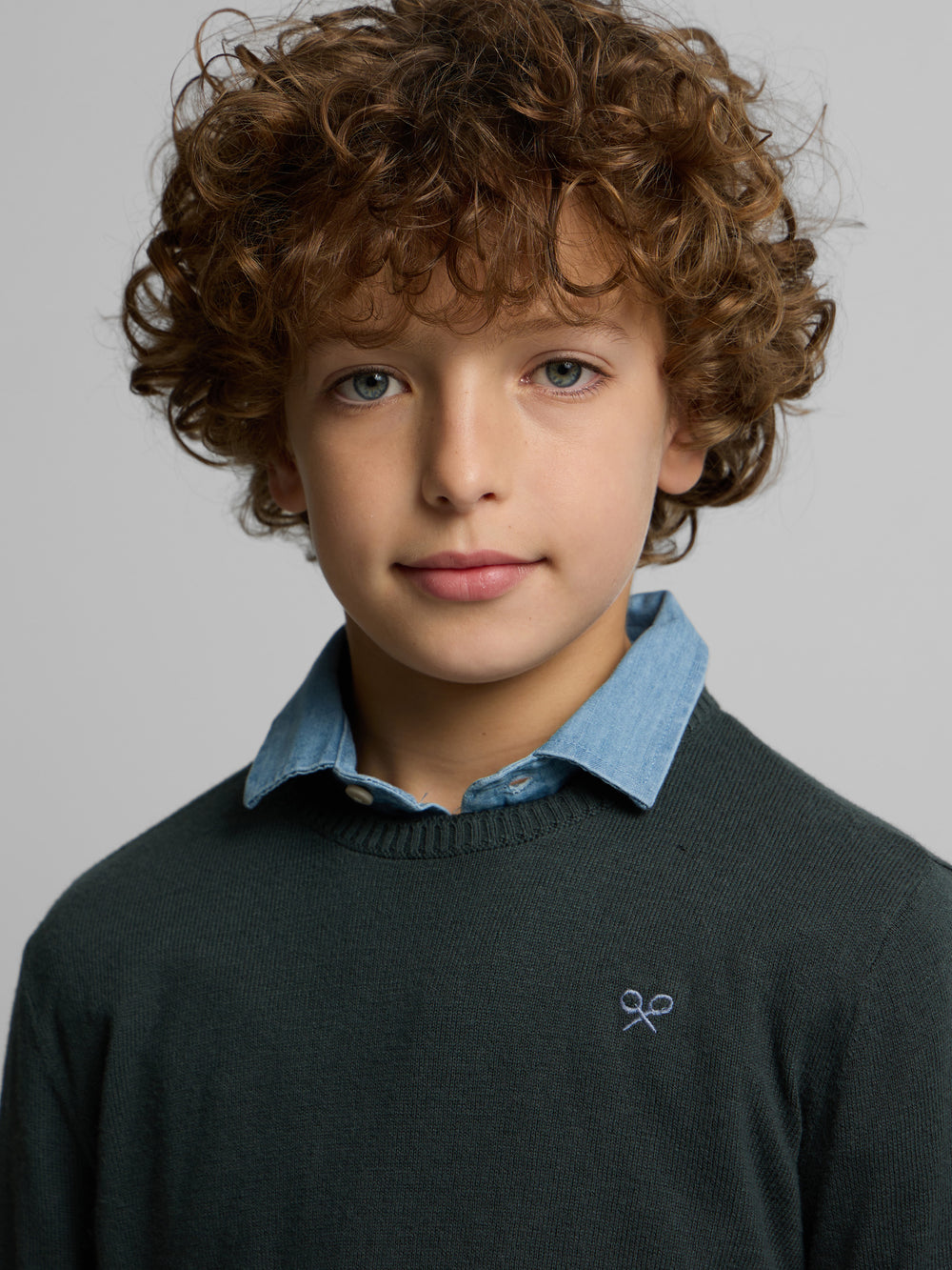 Camisola de criança gola redonda verde