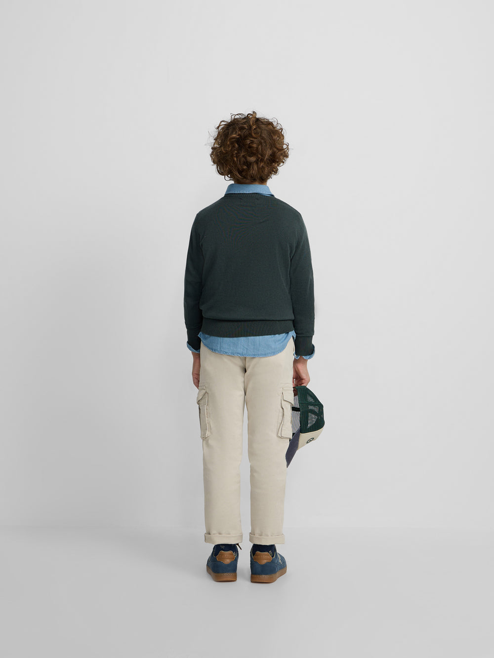 Camisola de criança gola redonda verde