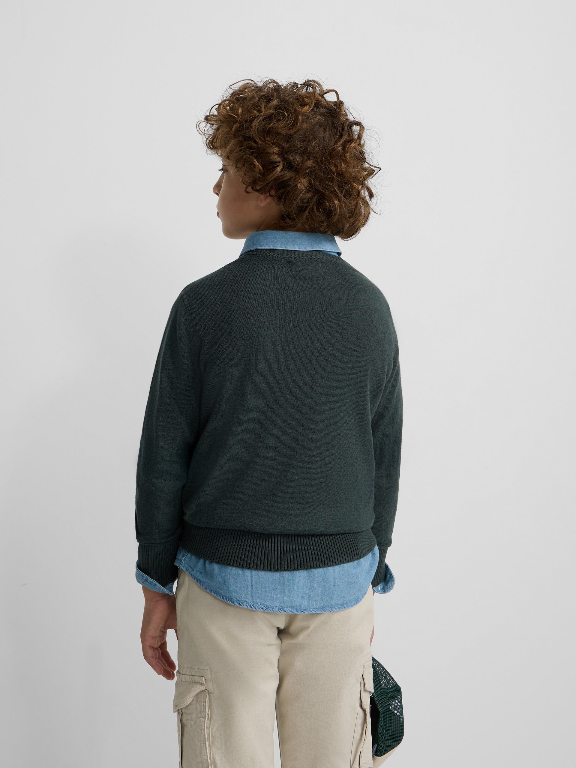 Camisola de criança gola redonda verde
