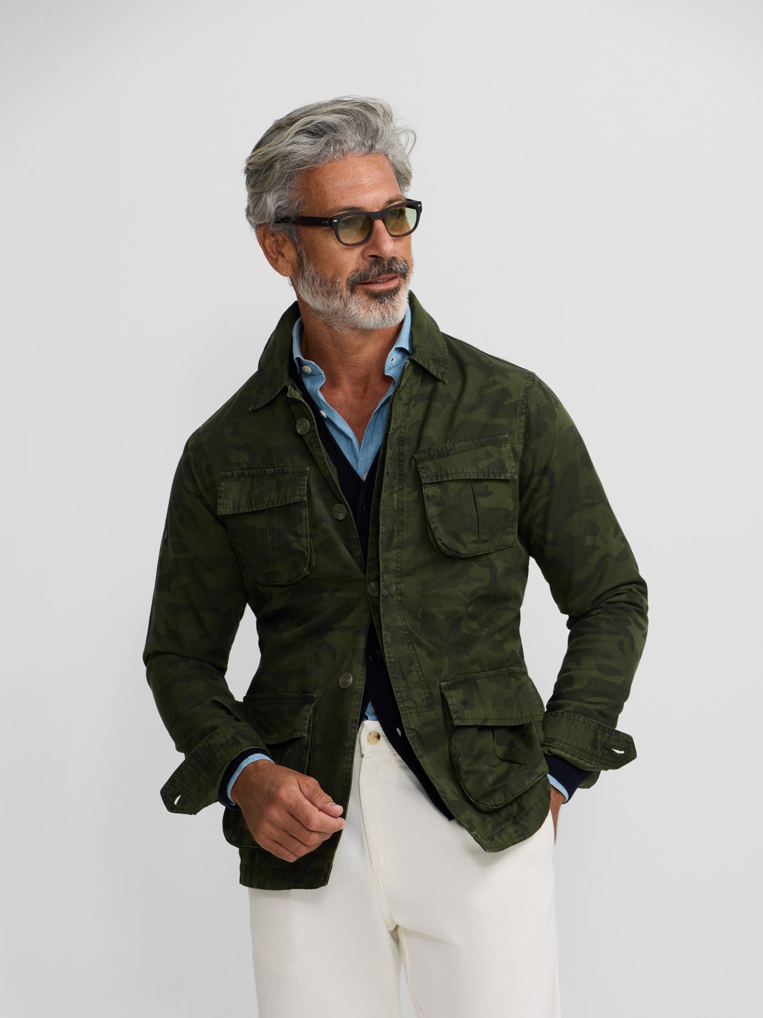 Green camouflage military jacket