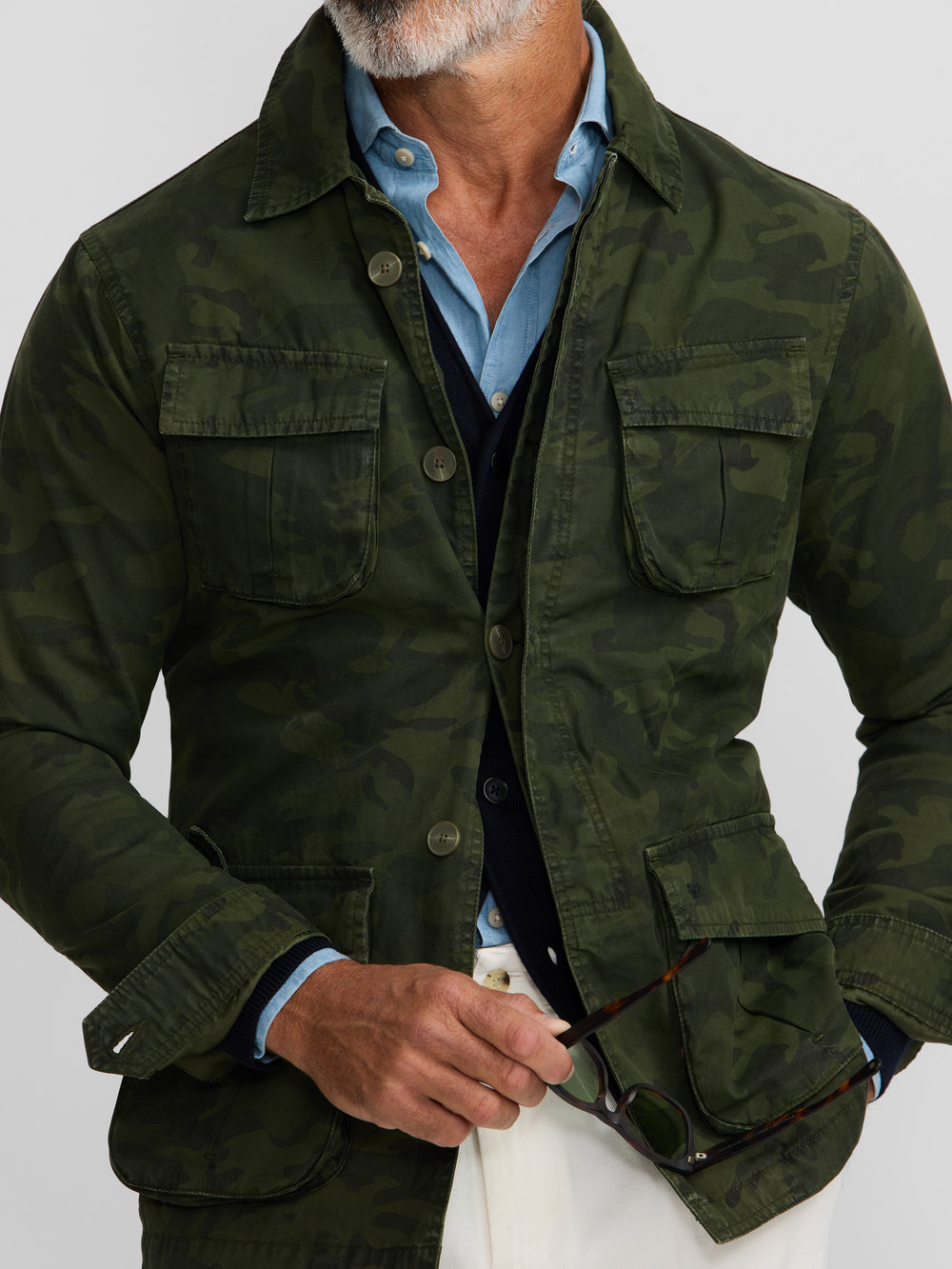 Casaco militar de camuflado verde