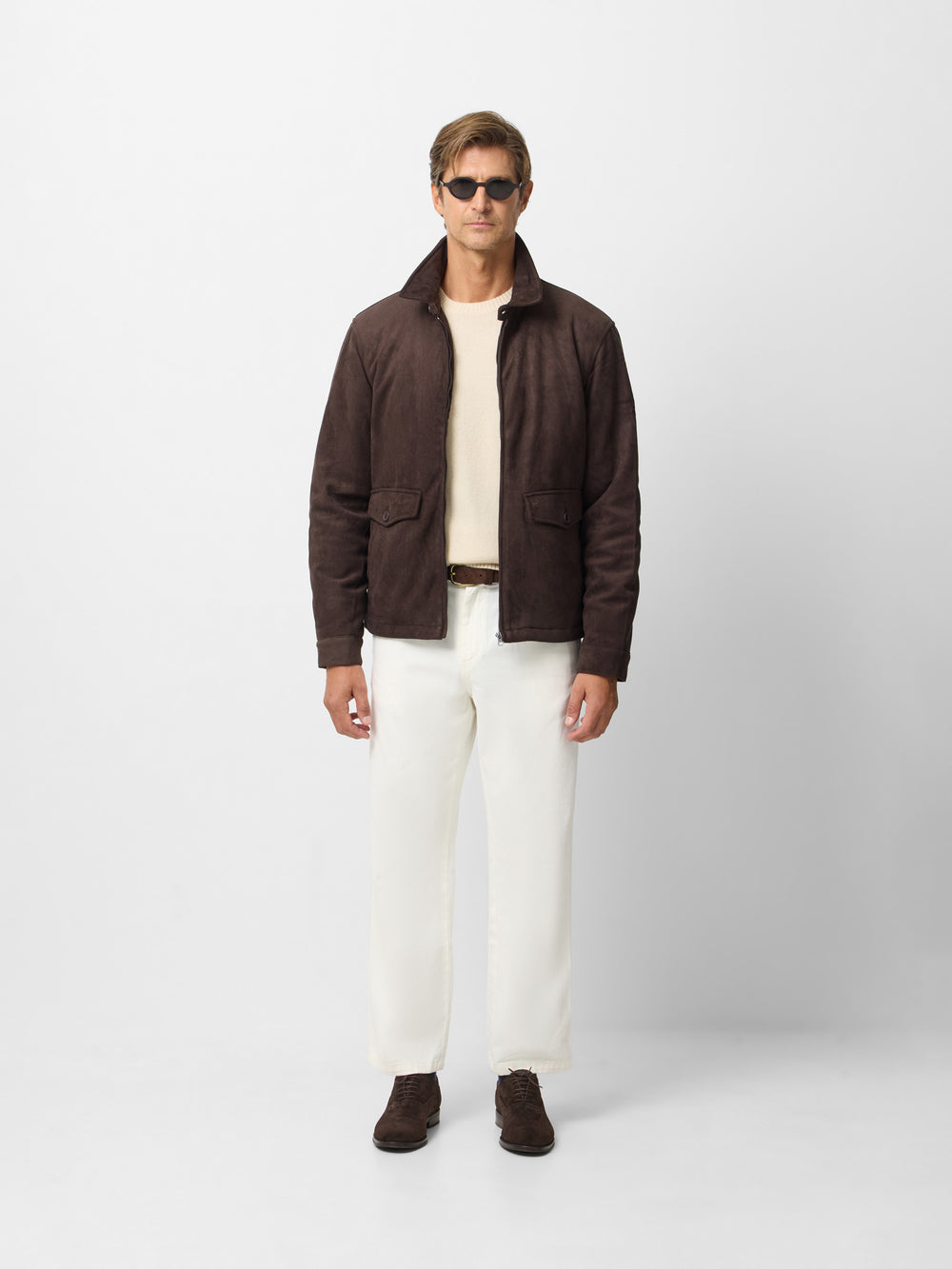 Casaco de camurça castanho