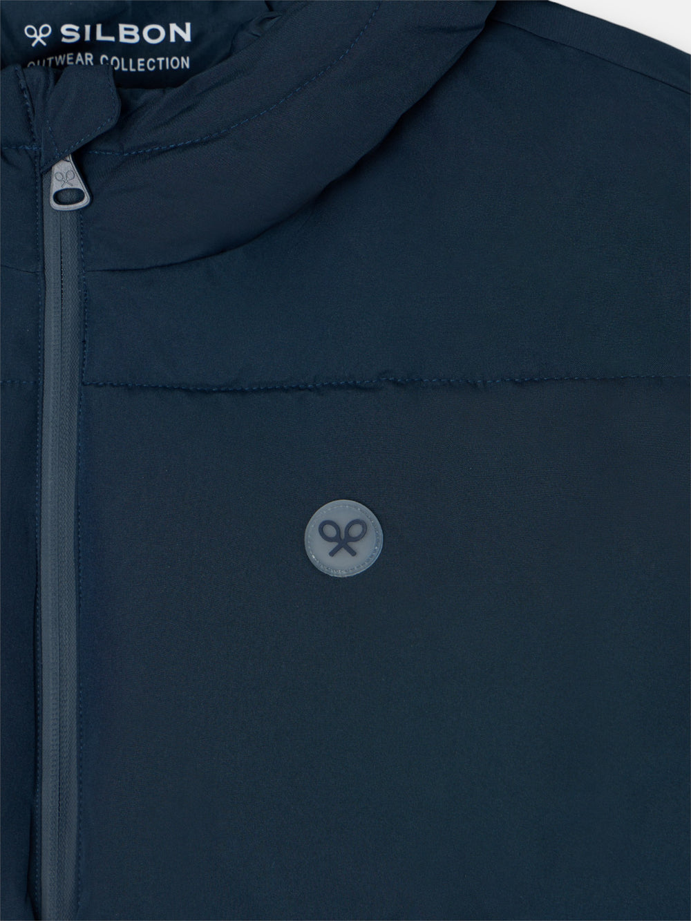 Warm navy technical hooded coat