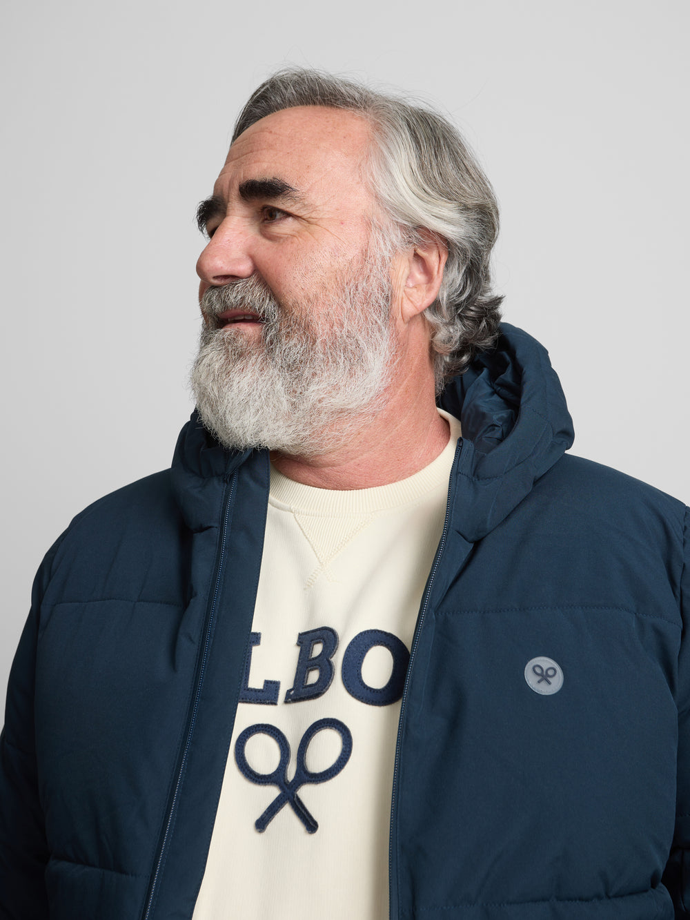 Warm navy technical hooded coat