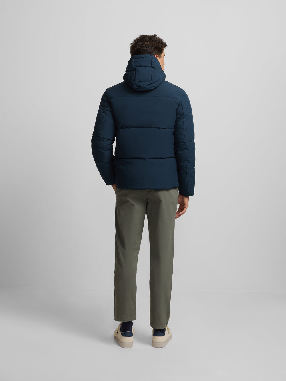 Warm navy technical hooded coat