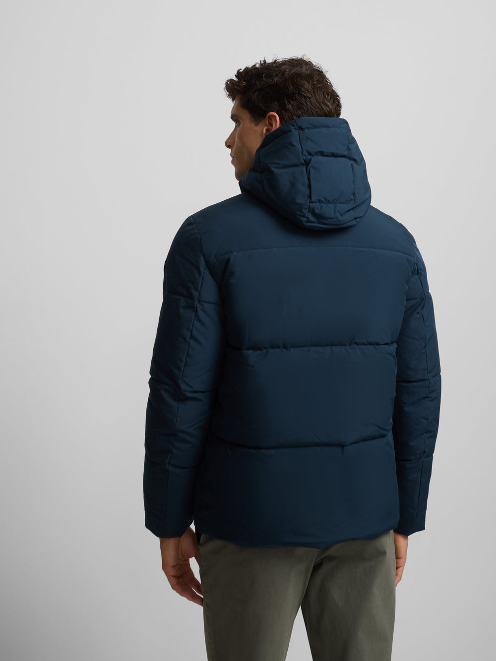 Warm navy technical hooded coat