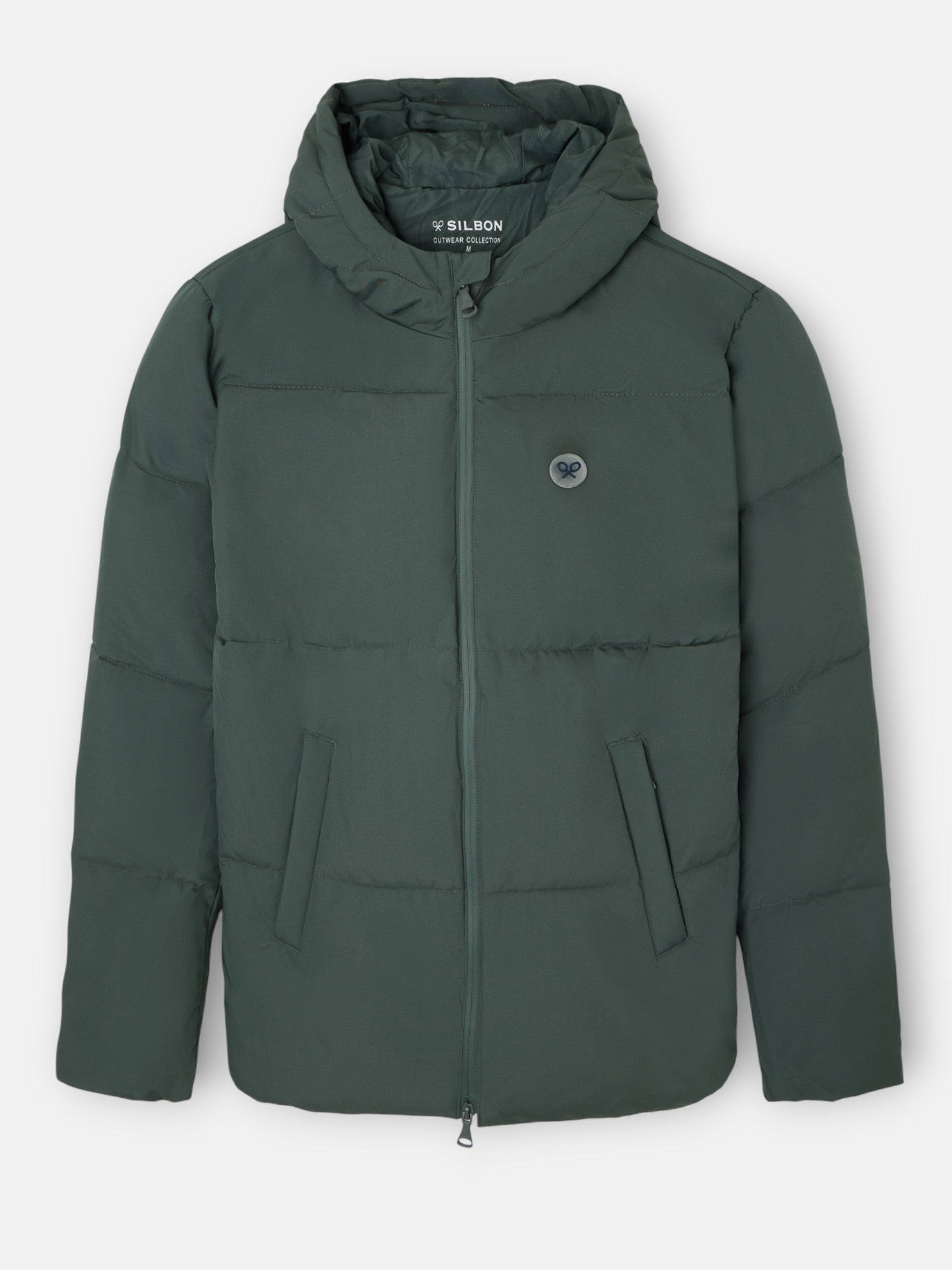 Manteau technique à capuche vert chaud