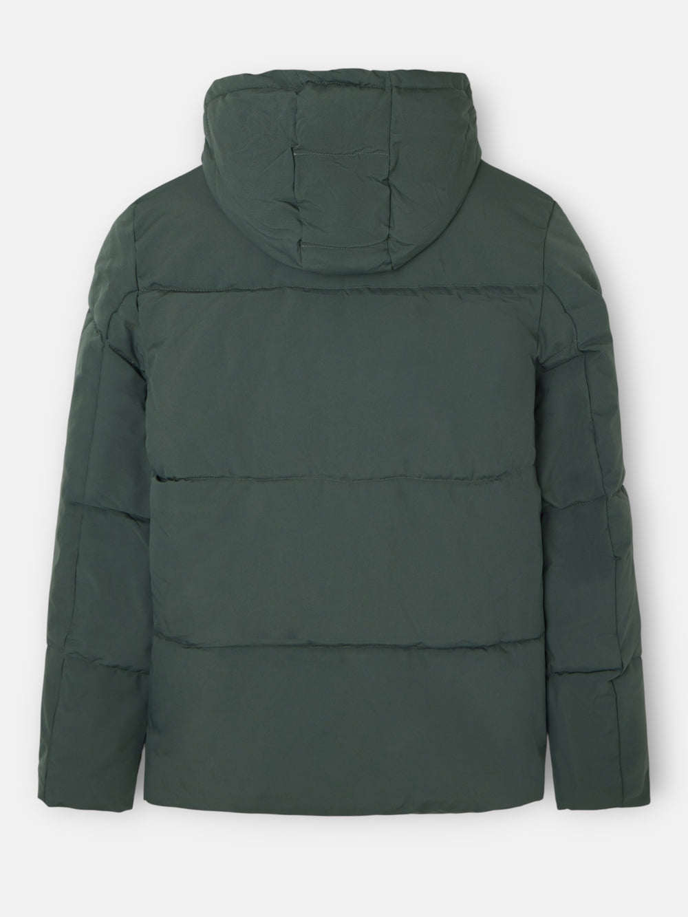 Warm green technical hooded coat