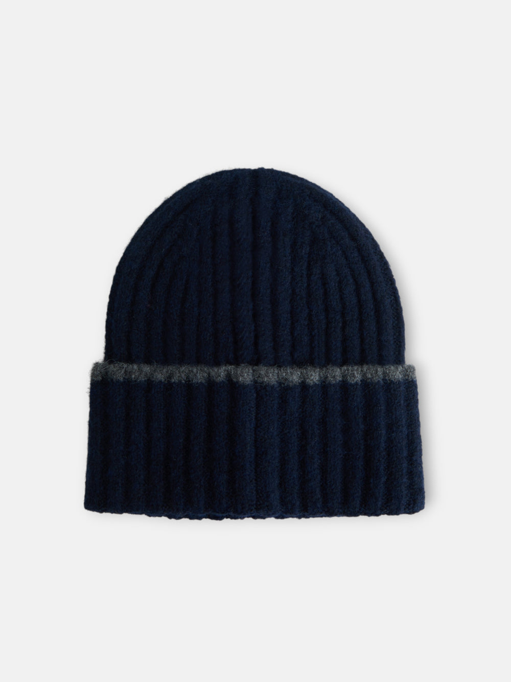 Gorro de malha com risca em contraste azul-marinho