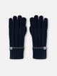Navy blue contrast striped knit gloves