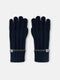 Navy blue contrast striped knit gloves