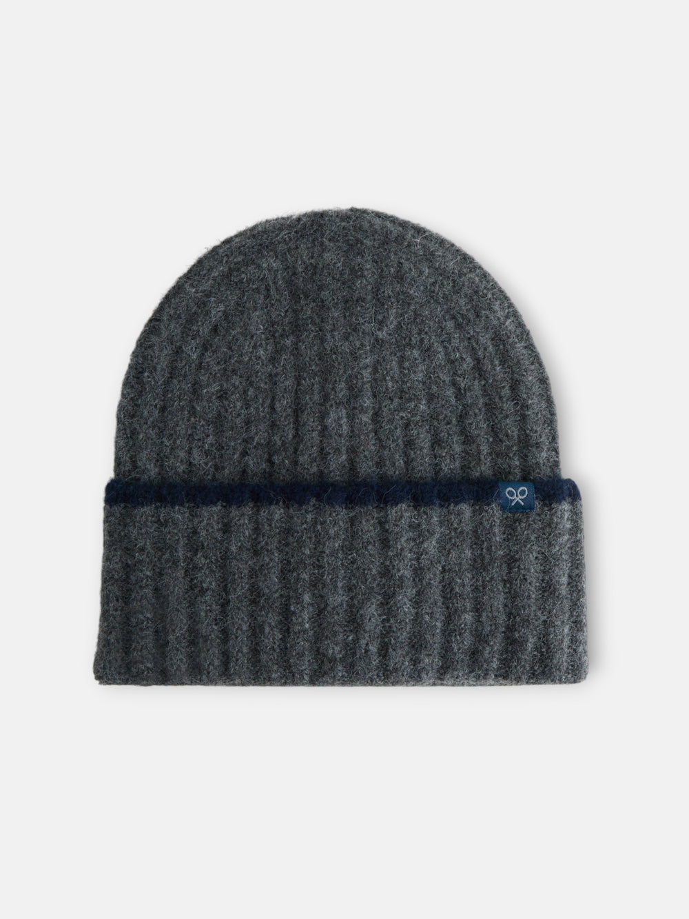 Gorro de malha com risca em contraste cinzento