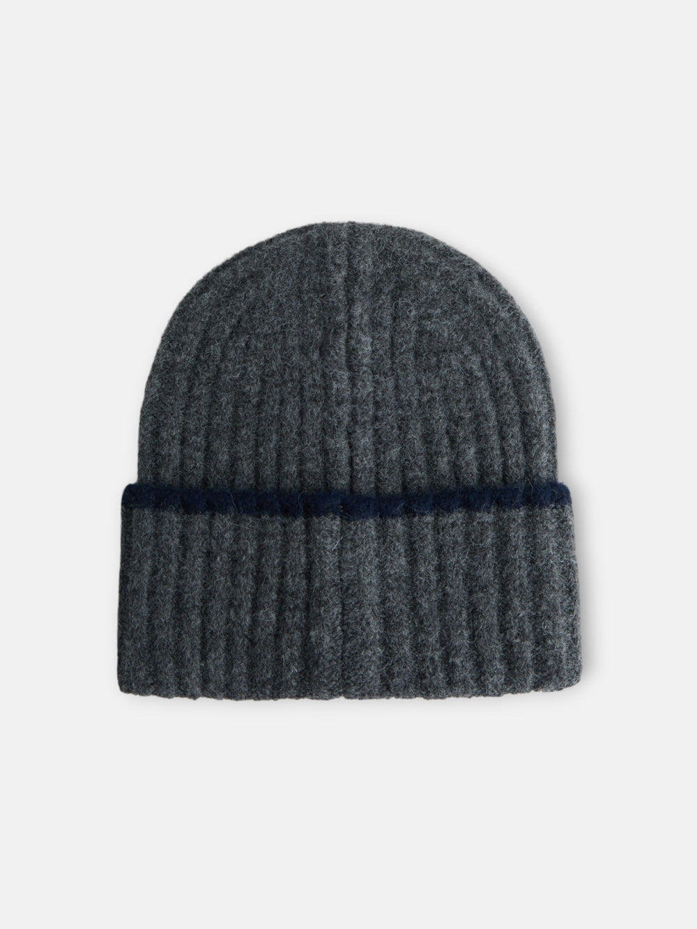 Gorro de malha com risca em contraste cinzento